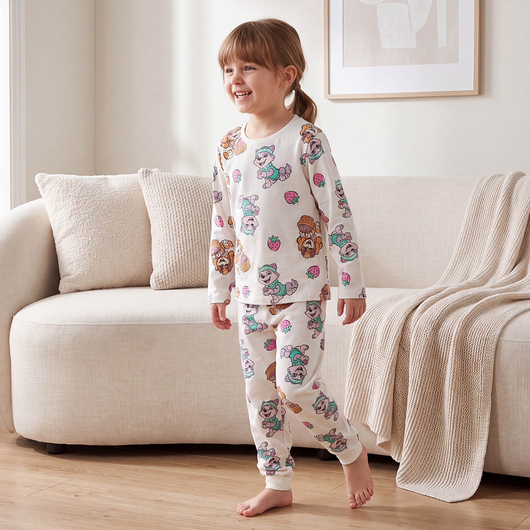 Pack of 2 Cotton Crew Neck Long Sleeves Pyjama Set with PAW Patrol Print-girls-clothing-nightwear-image-3