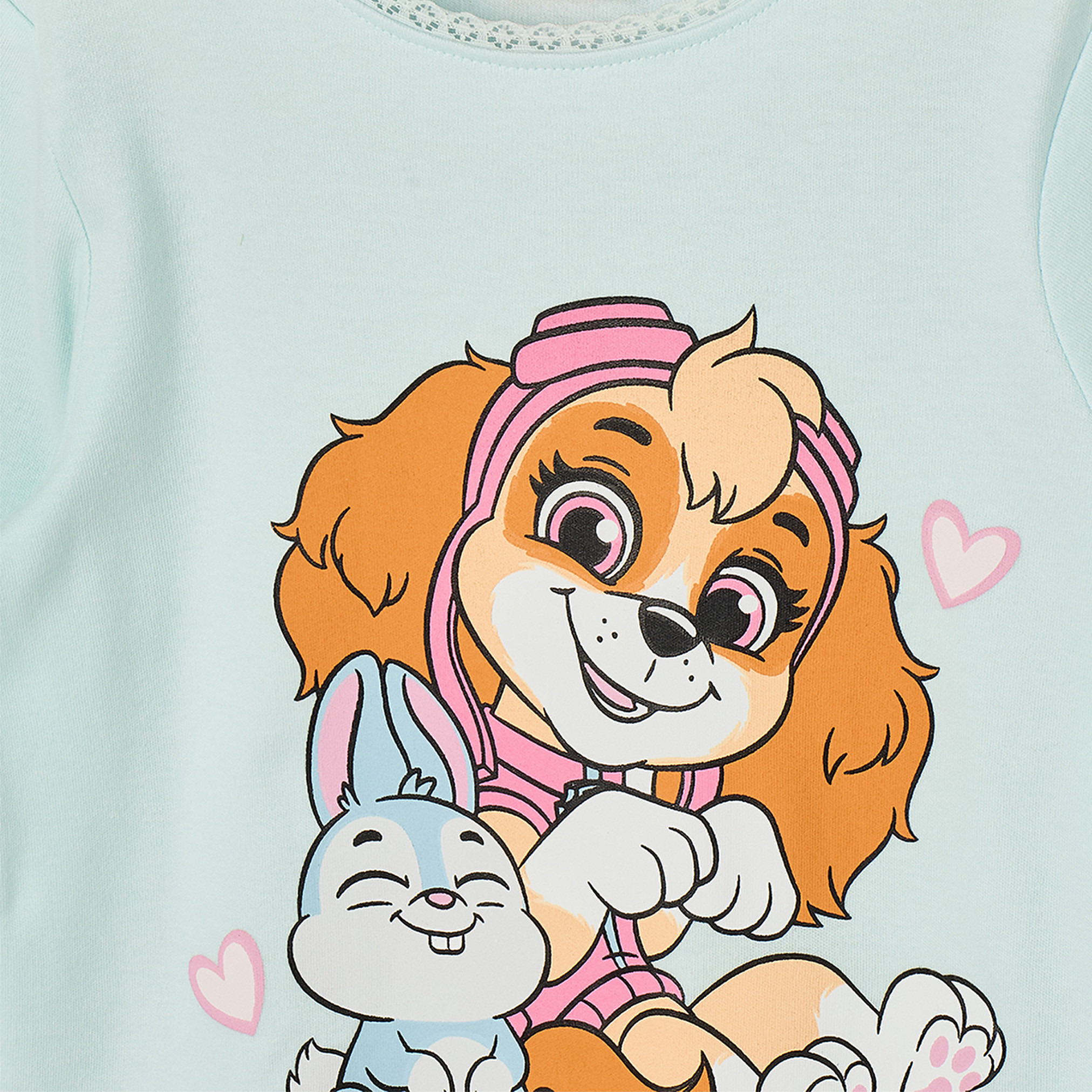 طقم بيجاما قطني بياقة مستديرة وأكمام طويلة بطبعة سكاي-girls-clothing-nightwear-image-5