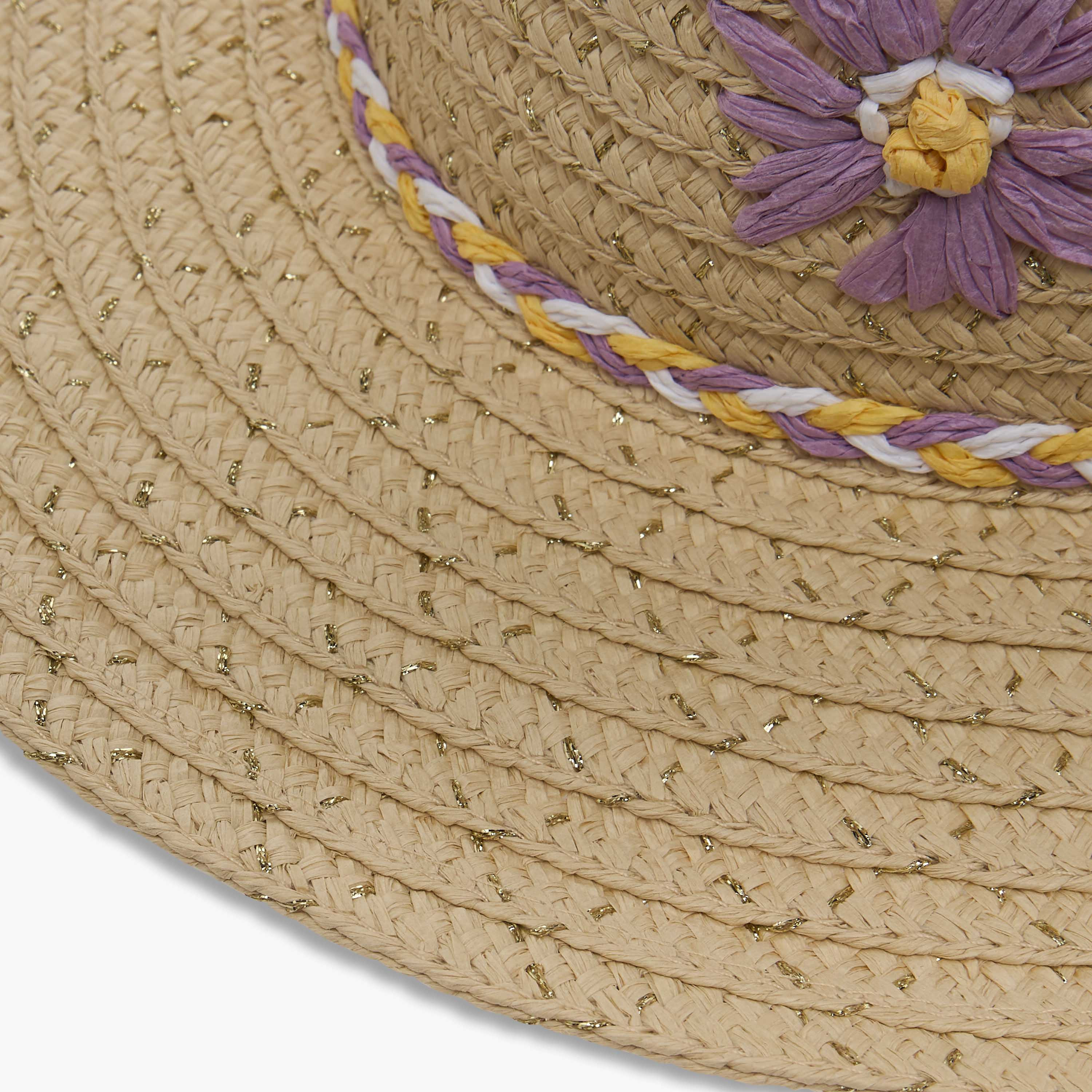 قبعة مزينة بتفاصيل زهور من جونيورز-girls-accessories-caps-image-4