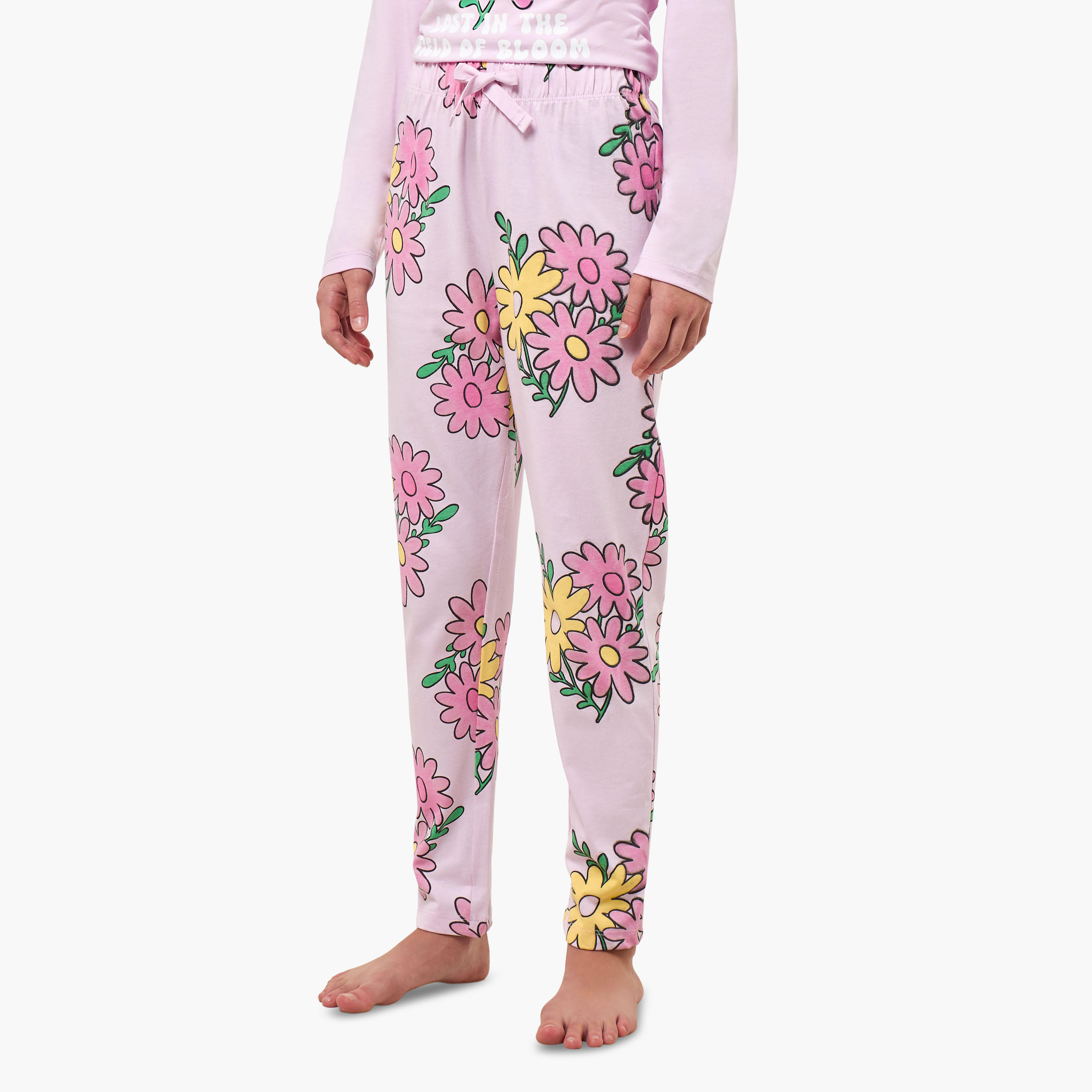Pack of 2 Juniors Cotton Round Neck Long Sleeve Pyjama Set with Print-girls-clothing-nightwear-image-4