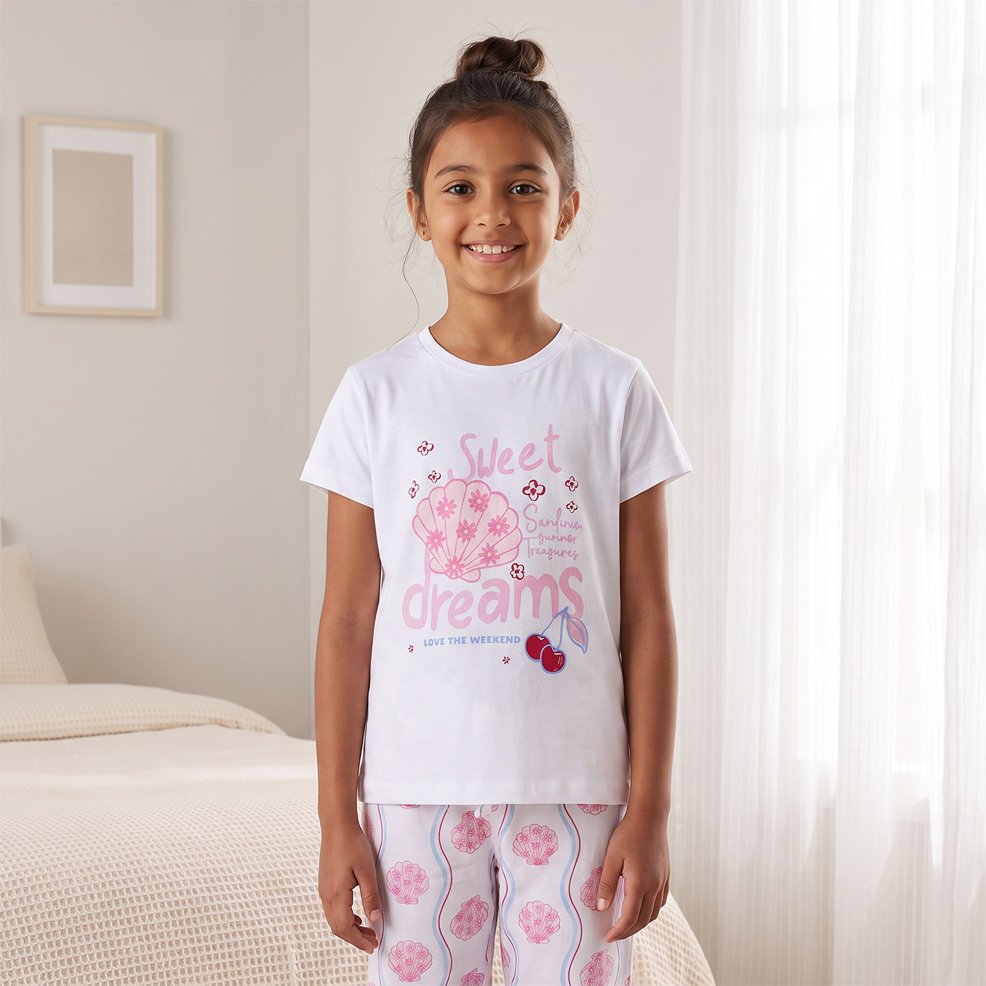 Pack of 2 Juniors Round Neck Short Sleeves Pyjama Set with Seashell Print-boys-clothing-nightwear-image-4