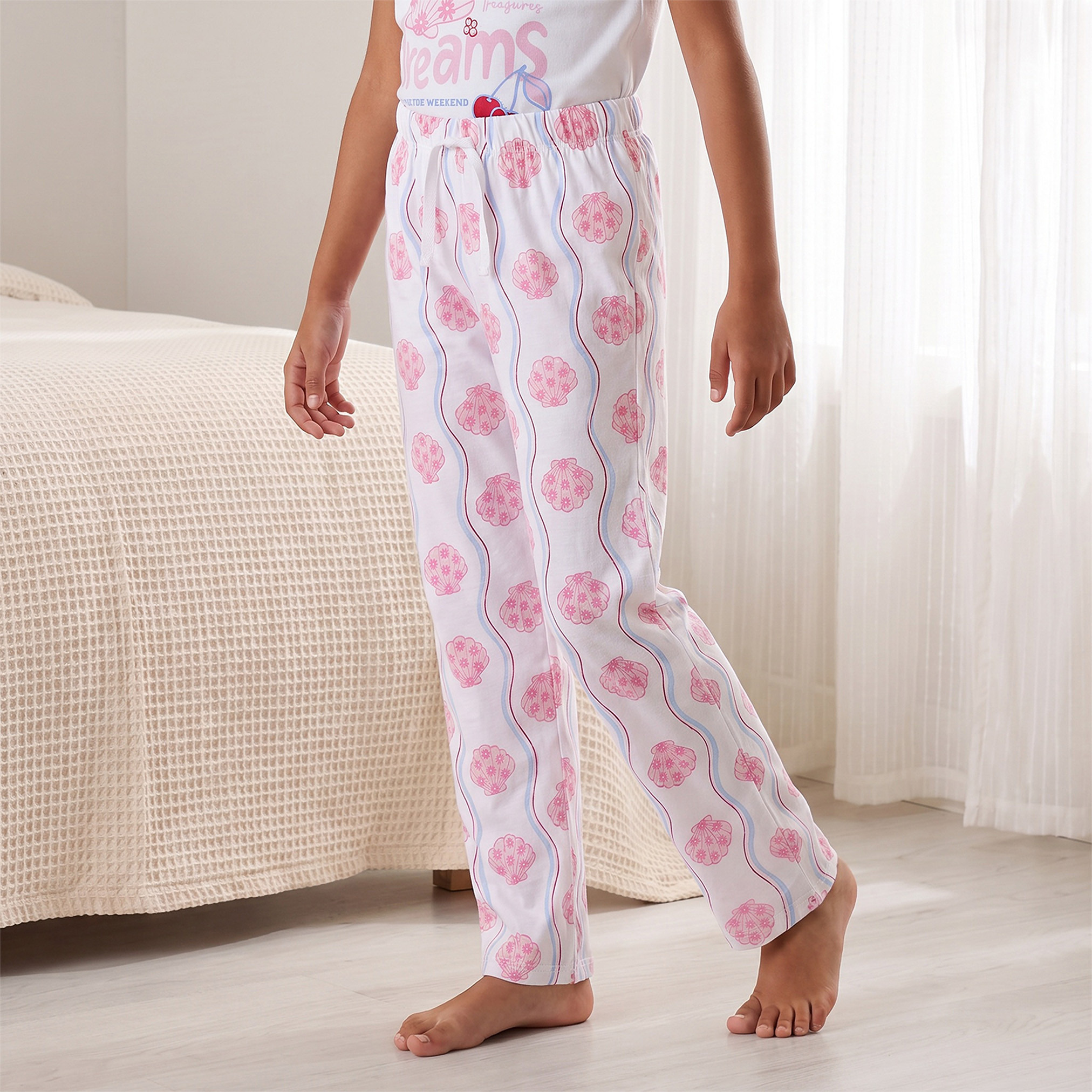 Pack of 2 Juniors Round Neck Short Sleeves Pyjama Set with Seashell Print-boys-clothing-nightwear-image-5