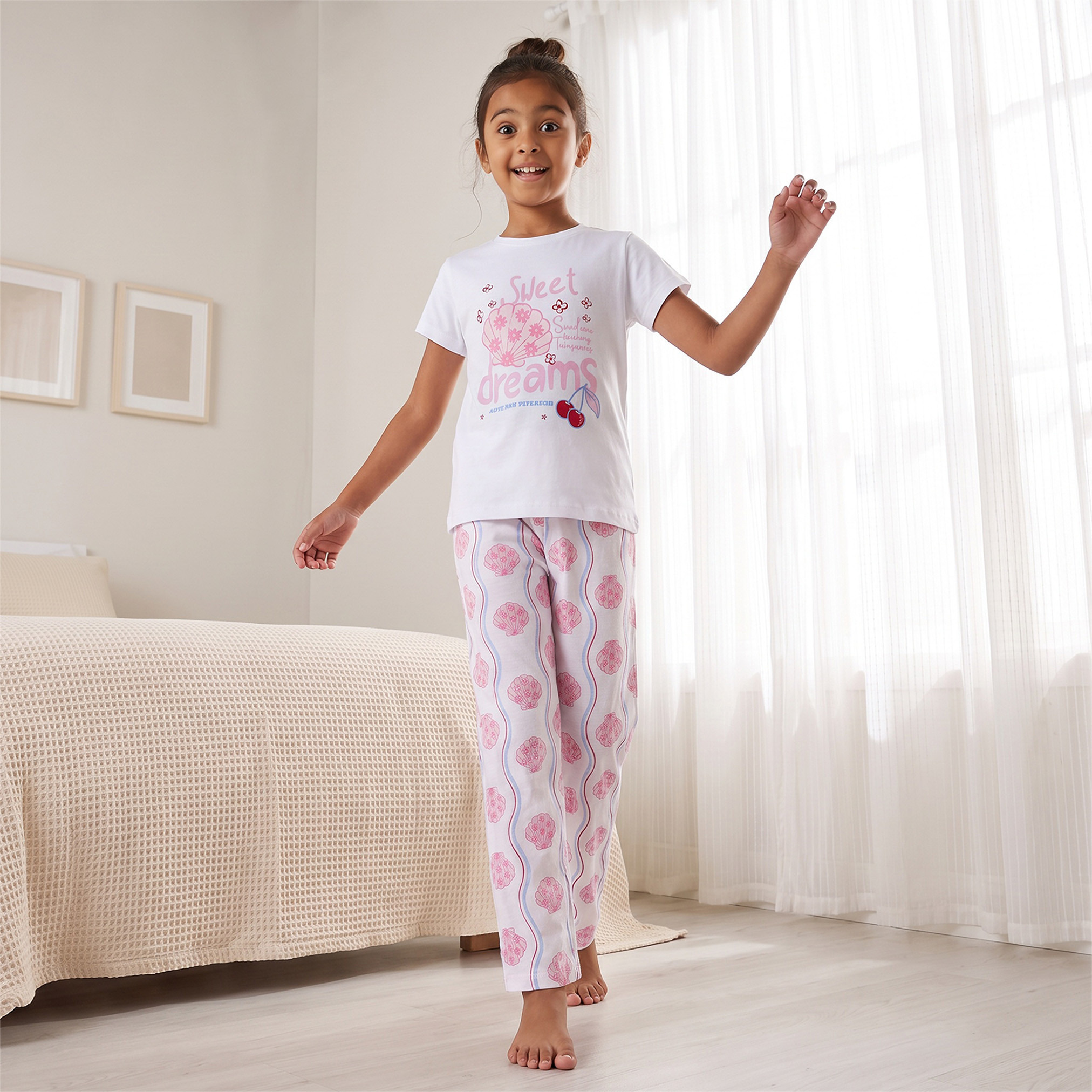 Pack of 2 Juniors Round Neck Short Sleeves Pyjama Set with Seashell Print-boys-clothing-nightwear-image-7