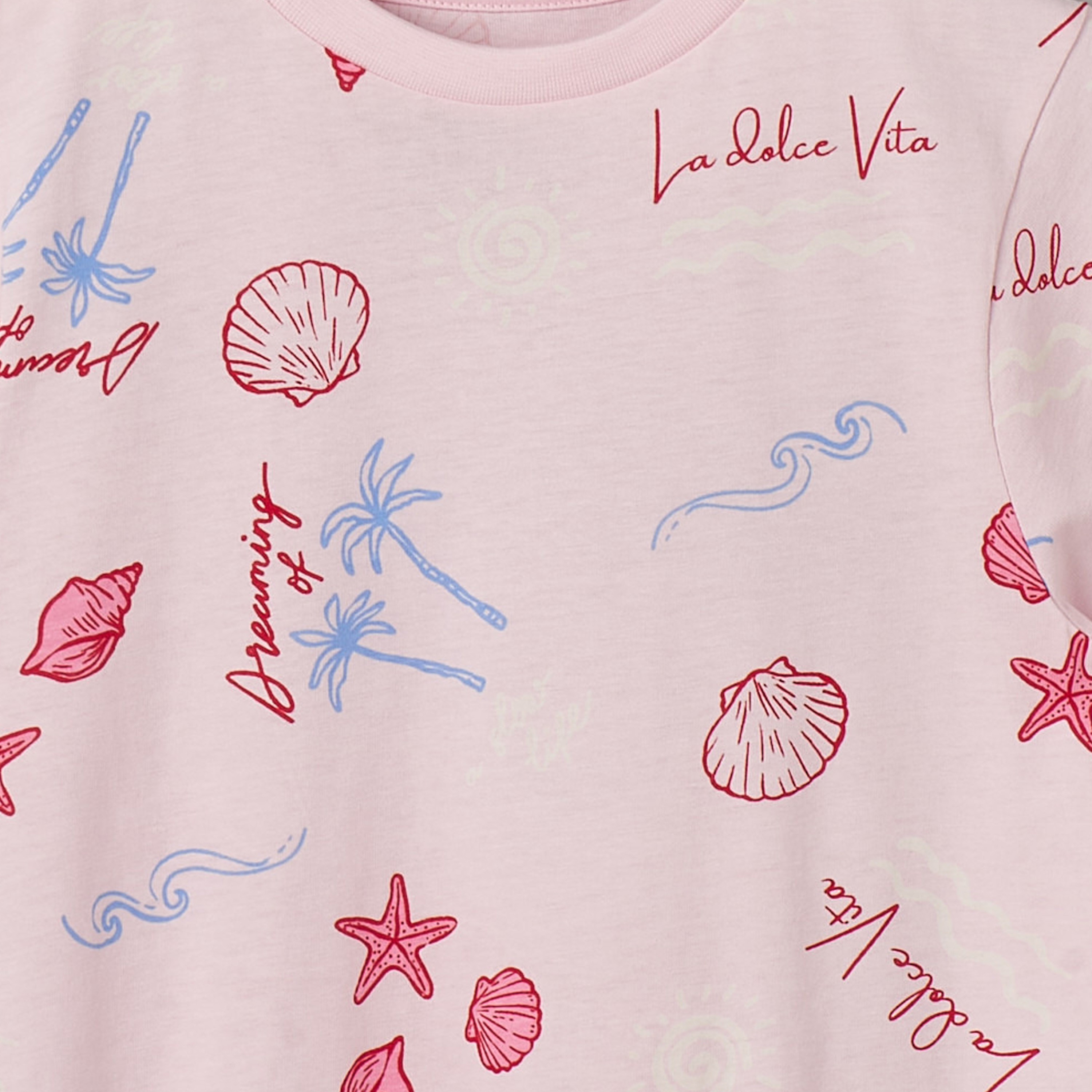Pack of 2 Juniors Round Neck Short Sleeves Pyjama Set with Seashell Print-boys-clothing-nightwear-image-9