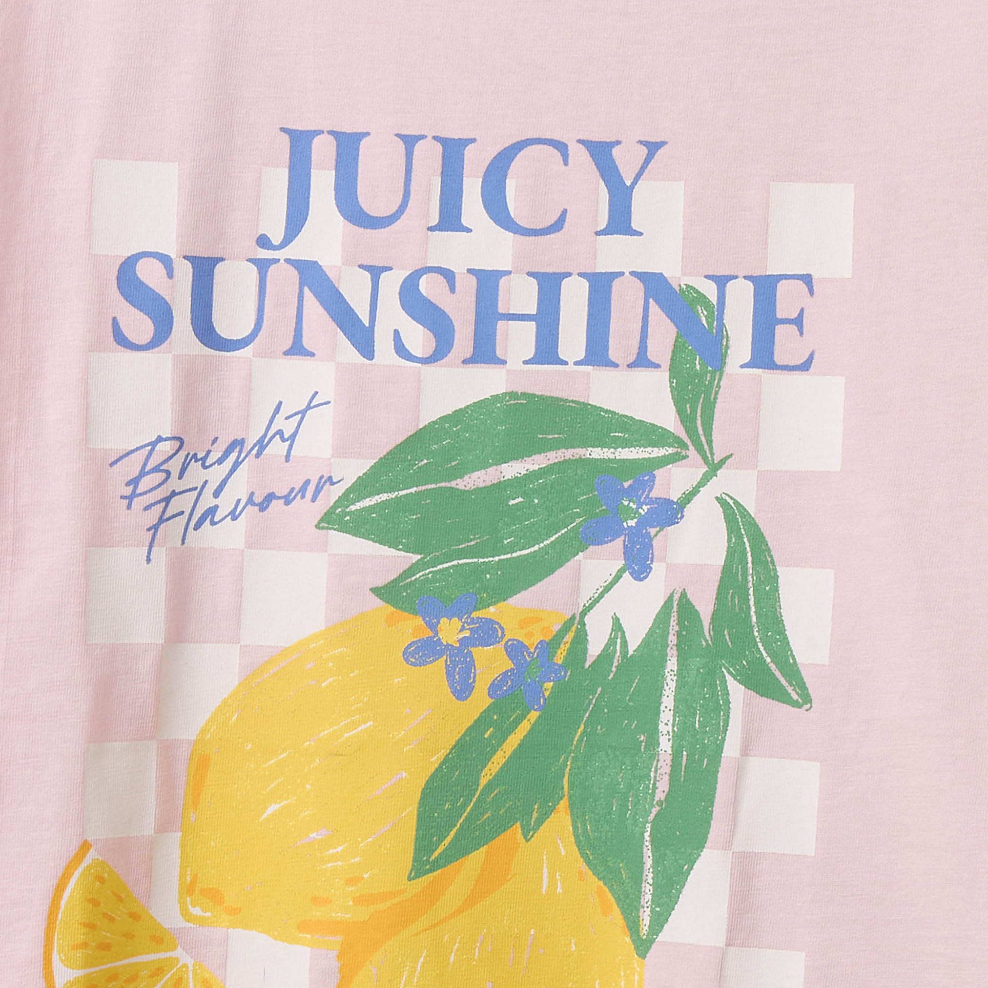 طقم بيجاما قطن بياقة دائرية وأكمام قصيرة بطبعة ليمون من جونيورز-girls-clothing-nightwear-image-5