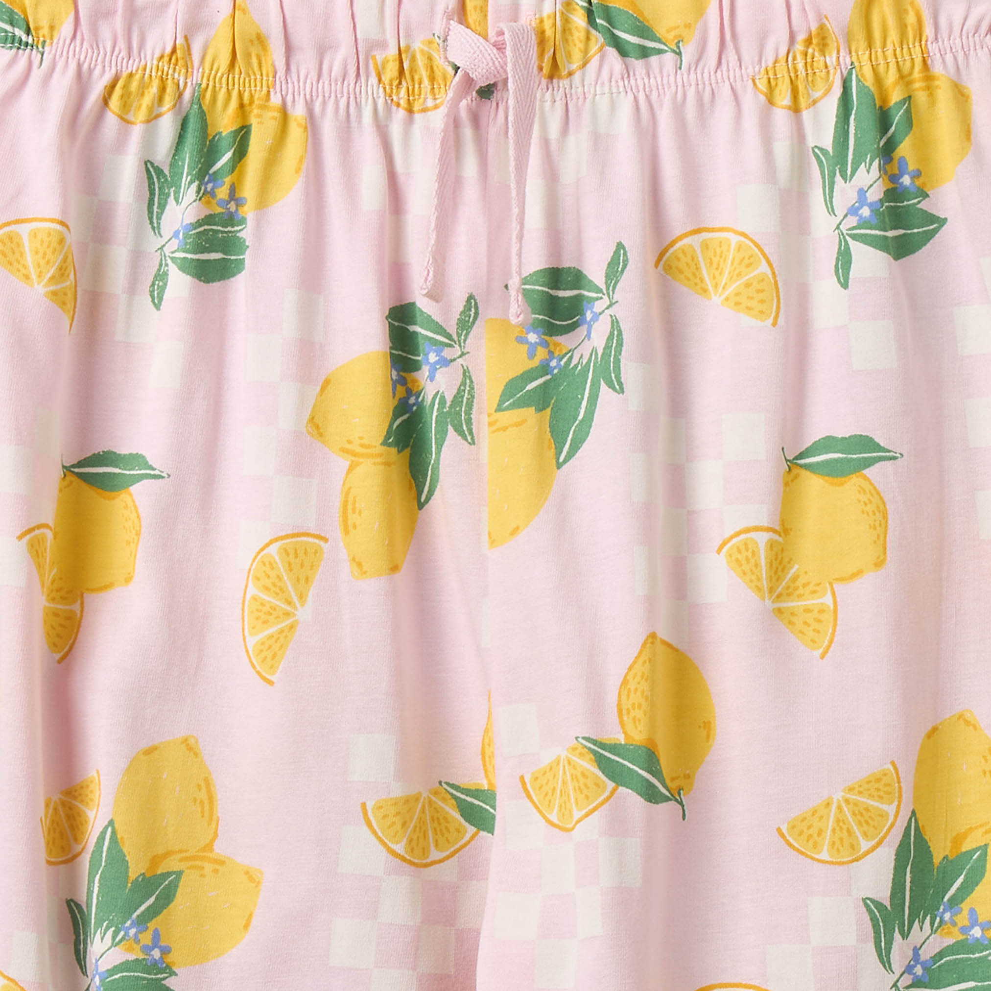 طقم بيجاما قطن بياقة دائرية وأكمام قصيرة بطبعة ليمون من جونيورز-girls-clothing-nightwear-image-6