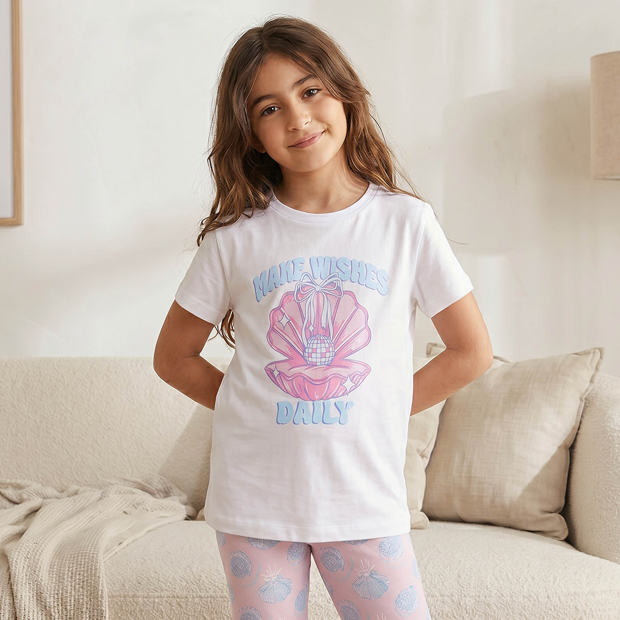 طقم بيجاما قطن برقبة عادية وأكمام قصيرة وطبعات من جونيورز-girls-clothing-nightwear-image-7