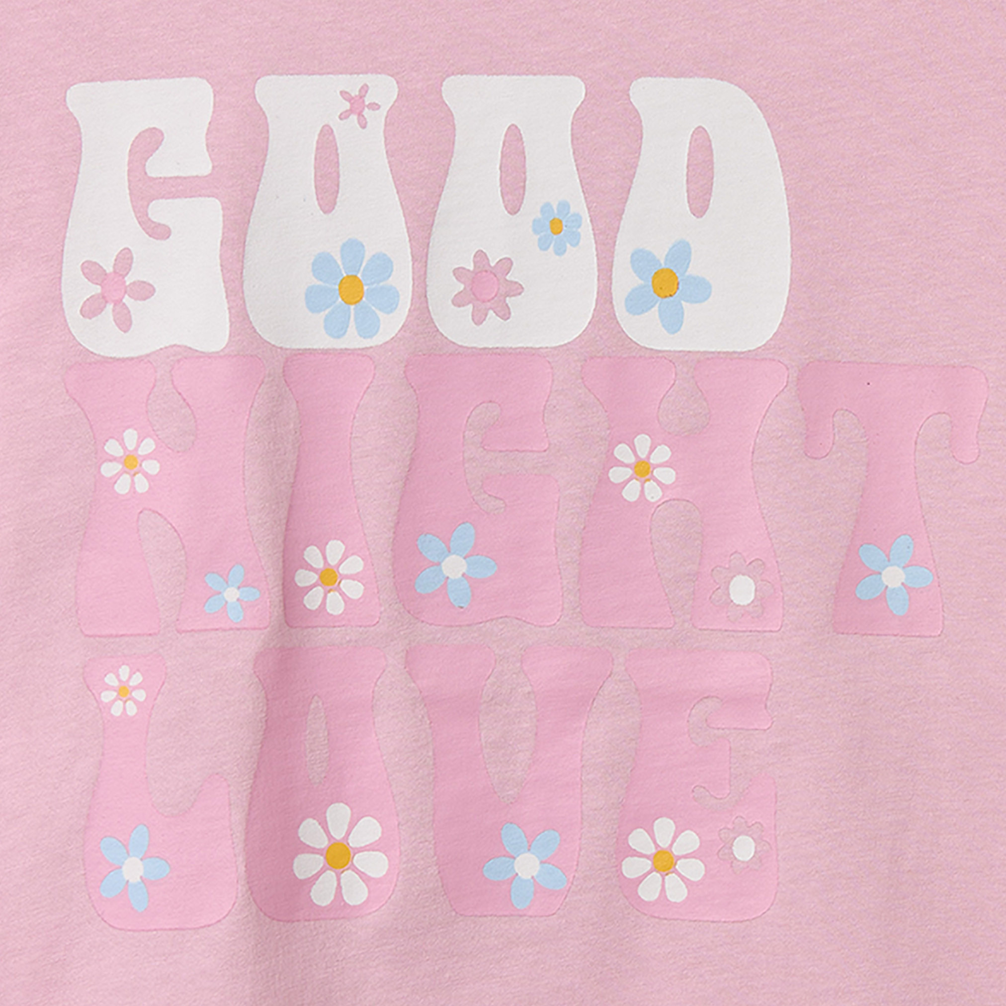 Juniors Cotton Crew Neck Short Sleeves Pyjama Set with Print-girls-clothing-nightwear-image-5