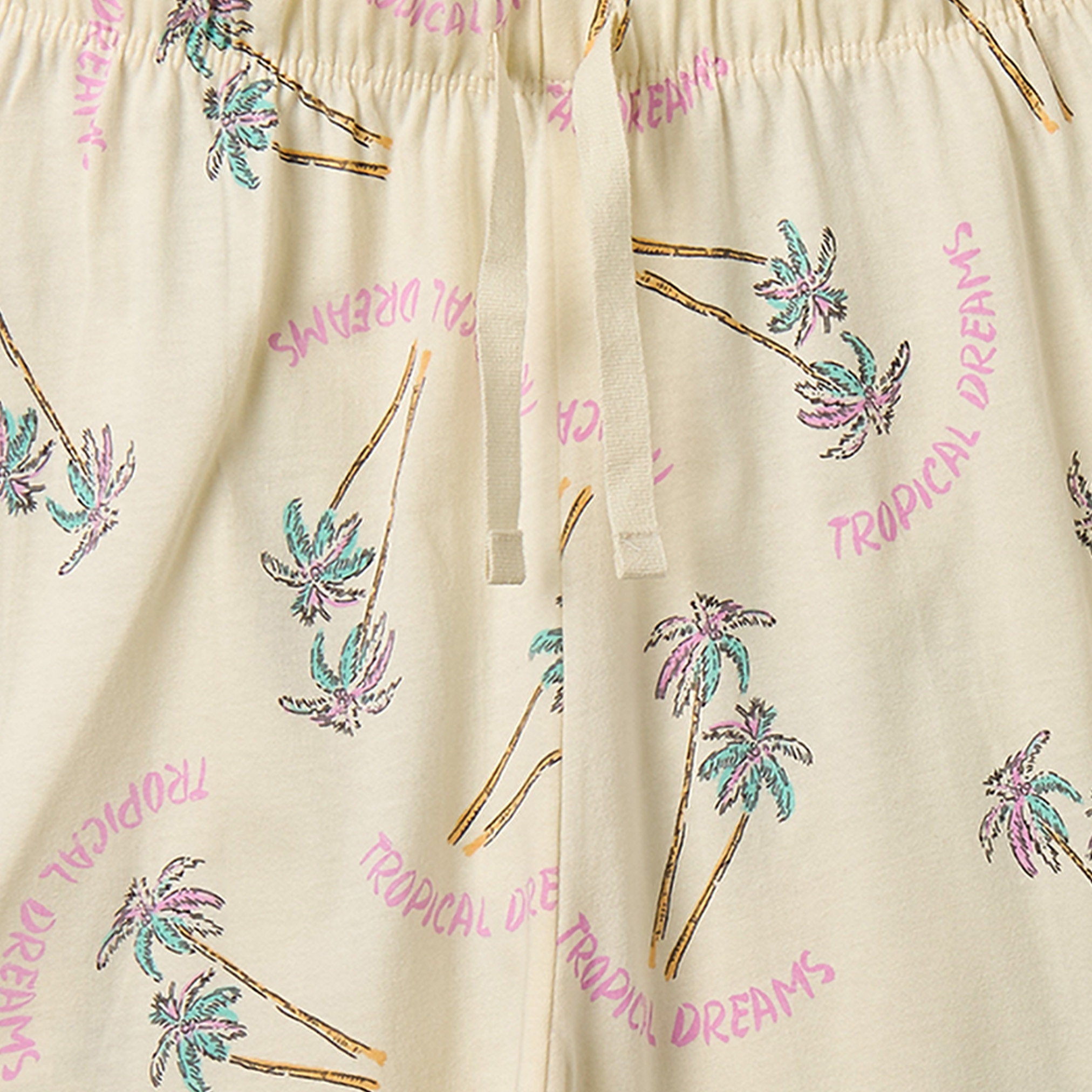 طقم بيجاما قطني بياقة مستديرة وأكمام قصيرة بطبعة زهور من جونيورز - 3 قطع-girls-clothing-nightwear-image-11