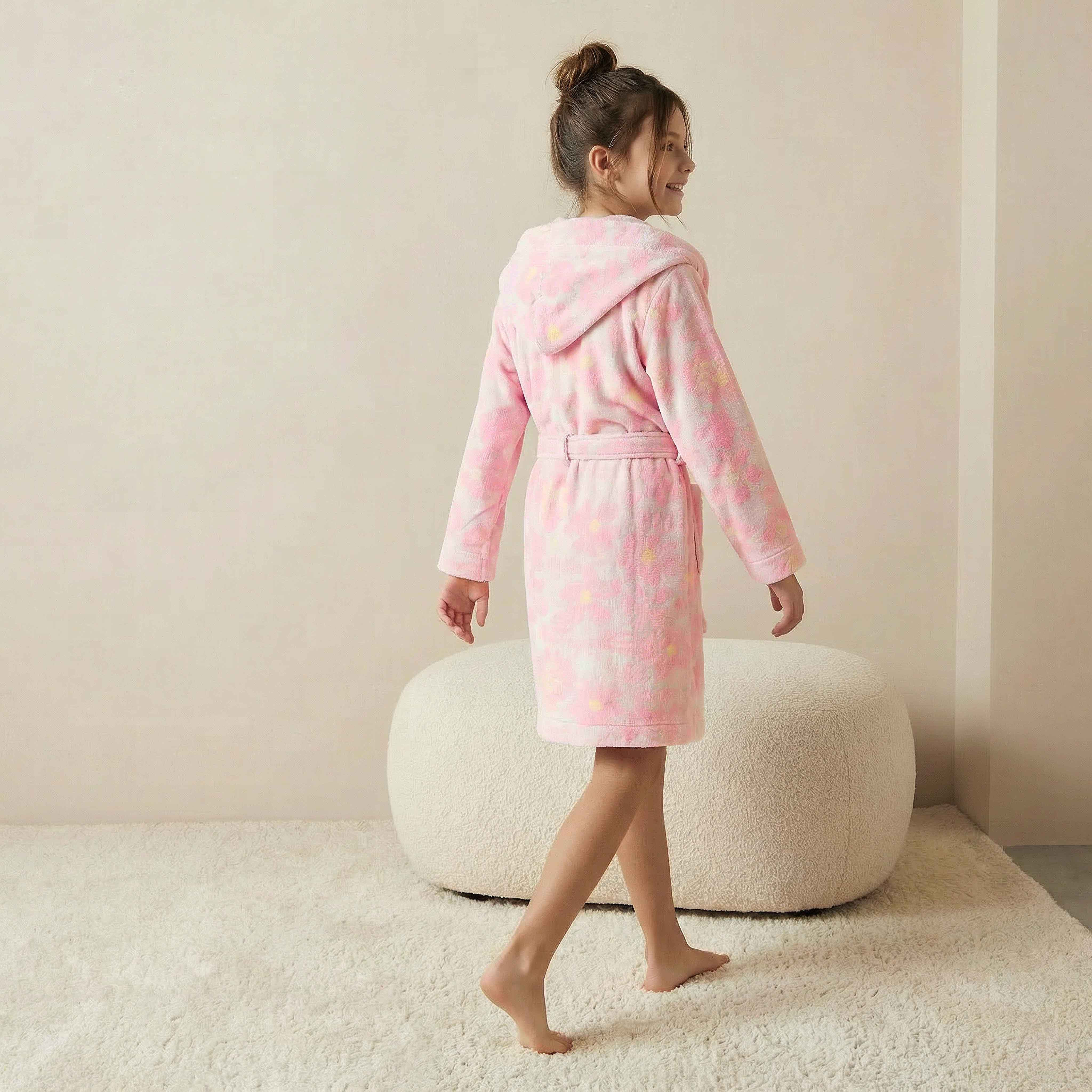 روب استحمام قطن بارز الملمس بأكمام طويلة وقبعة من جونيورز-girls-clothing-nightwear-image-3