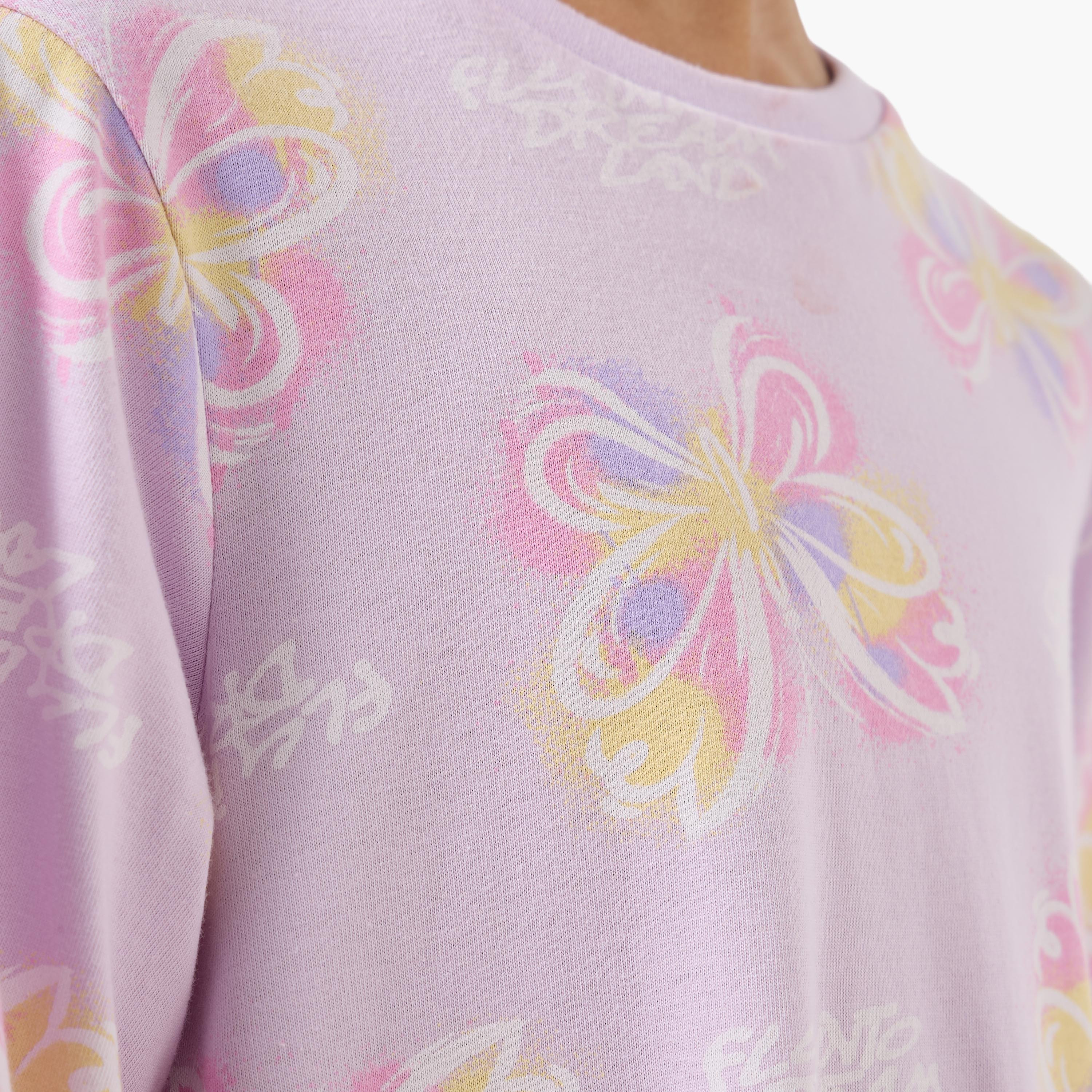 Pack of 2 Juniors Cotton Round Neck Long Sleeves Night Dress with Butterfly Print-girls-clothing-nightwear-image-6