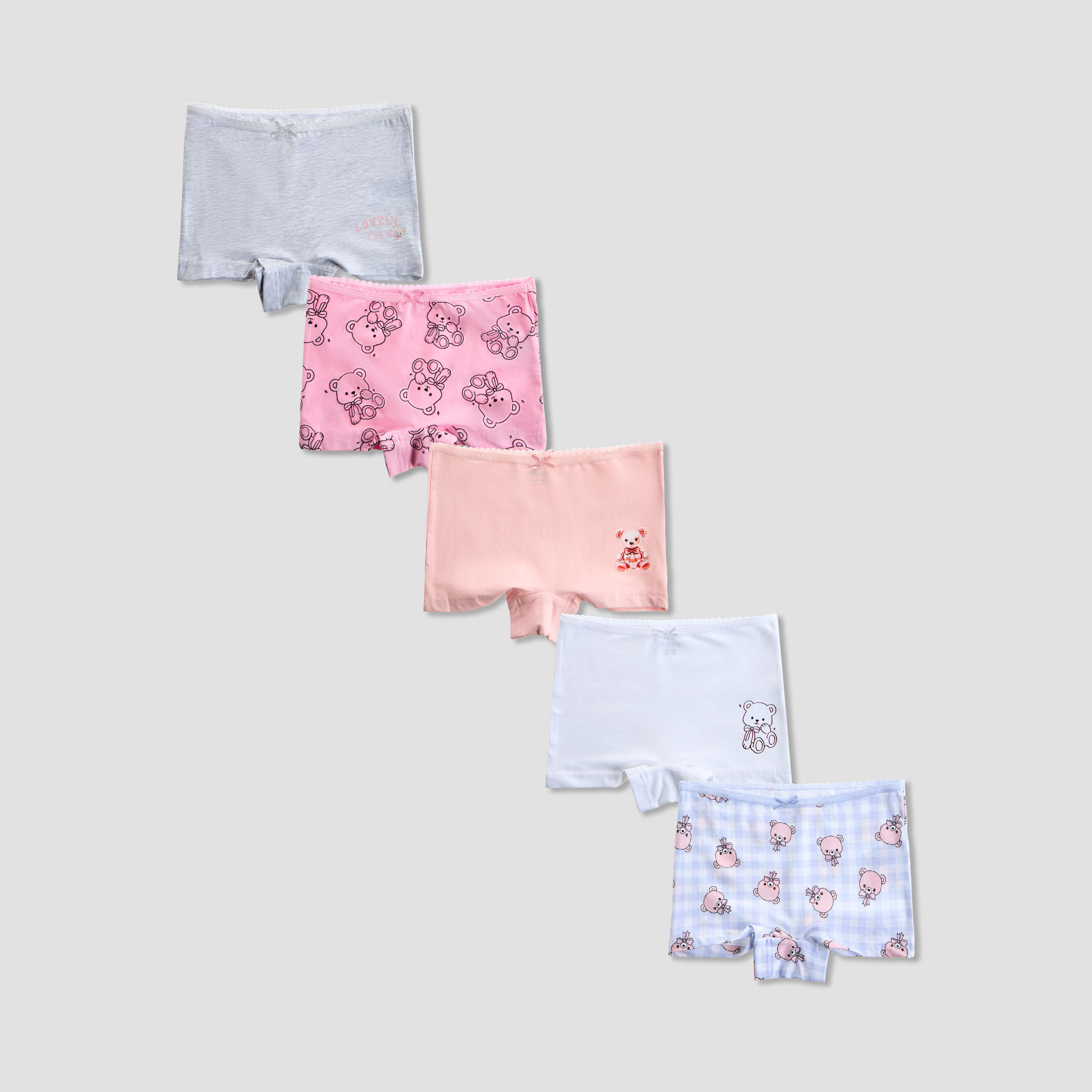 Pack of 5 Juniors Cotton Boxers with Bear Print-girls-clothing-innerwear-panties-image-1