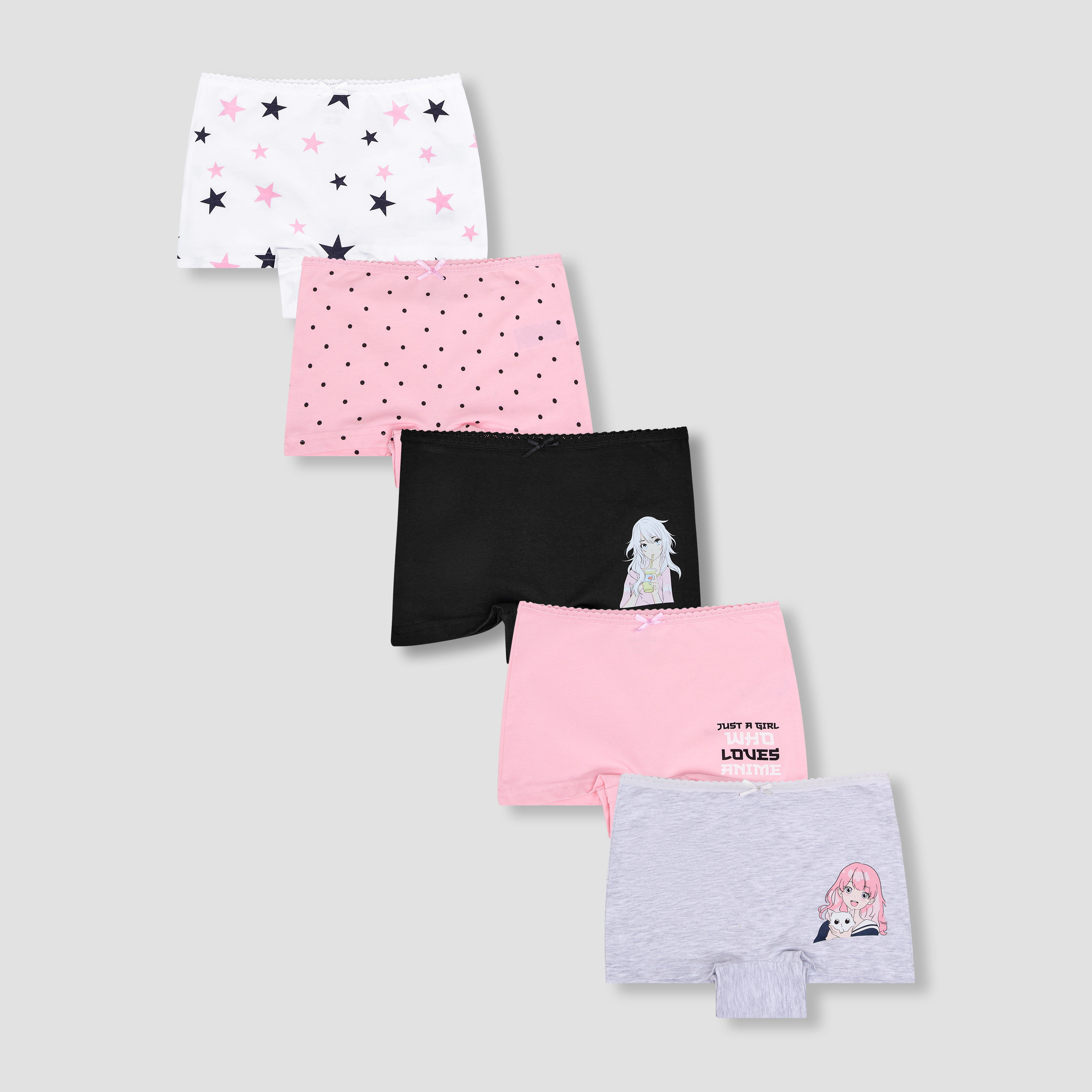Pack of 5 Juniors Cotton Boxer Briefs with Print-girls-clothing-innerwear-panties-image-1