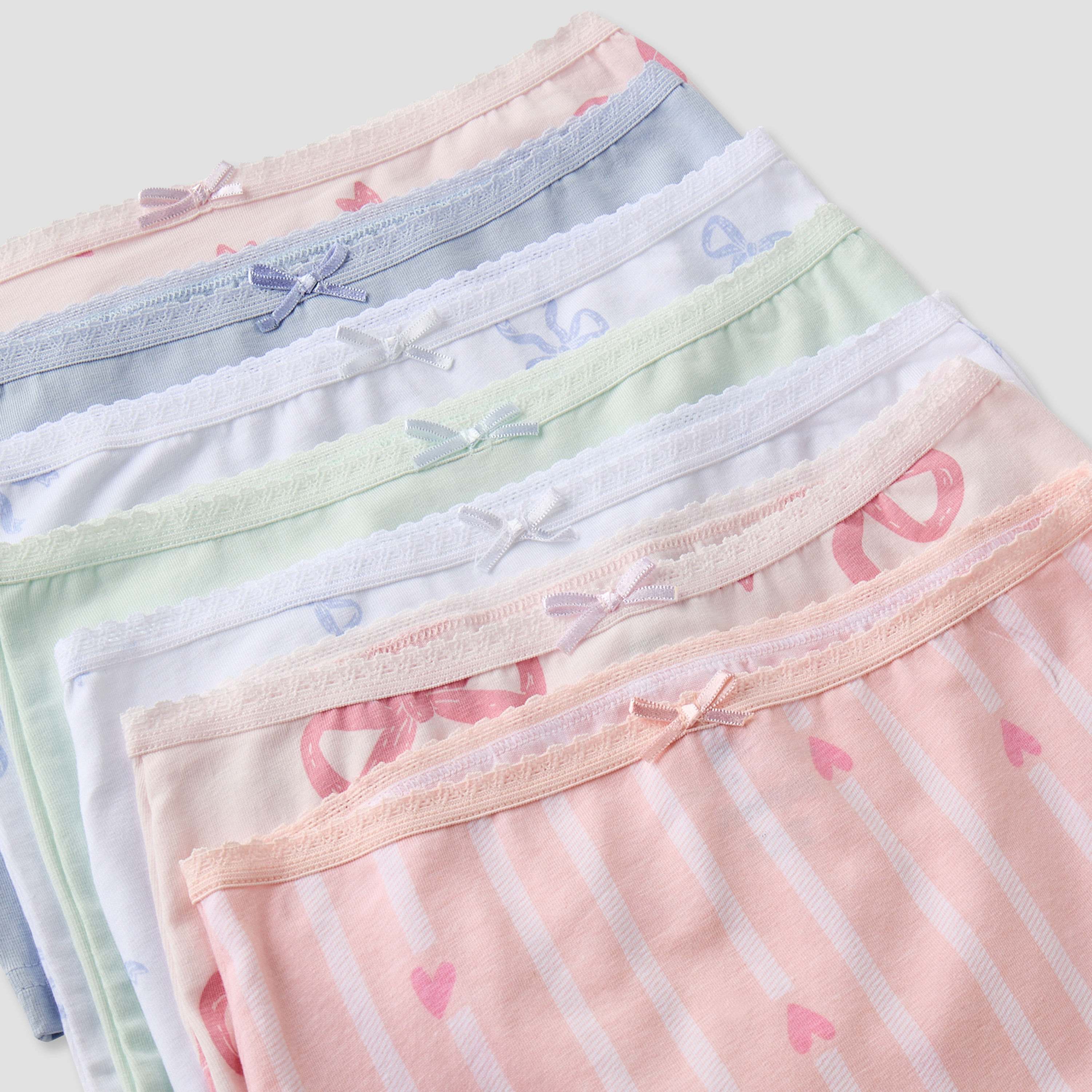 Pack of 7 Juniors Cotton Briefs with Bow Print-girls-clothing-innerwear-panties-image-7