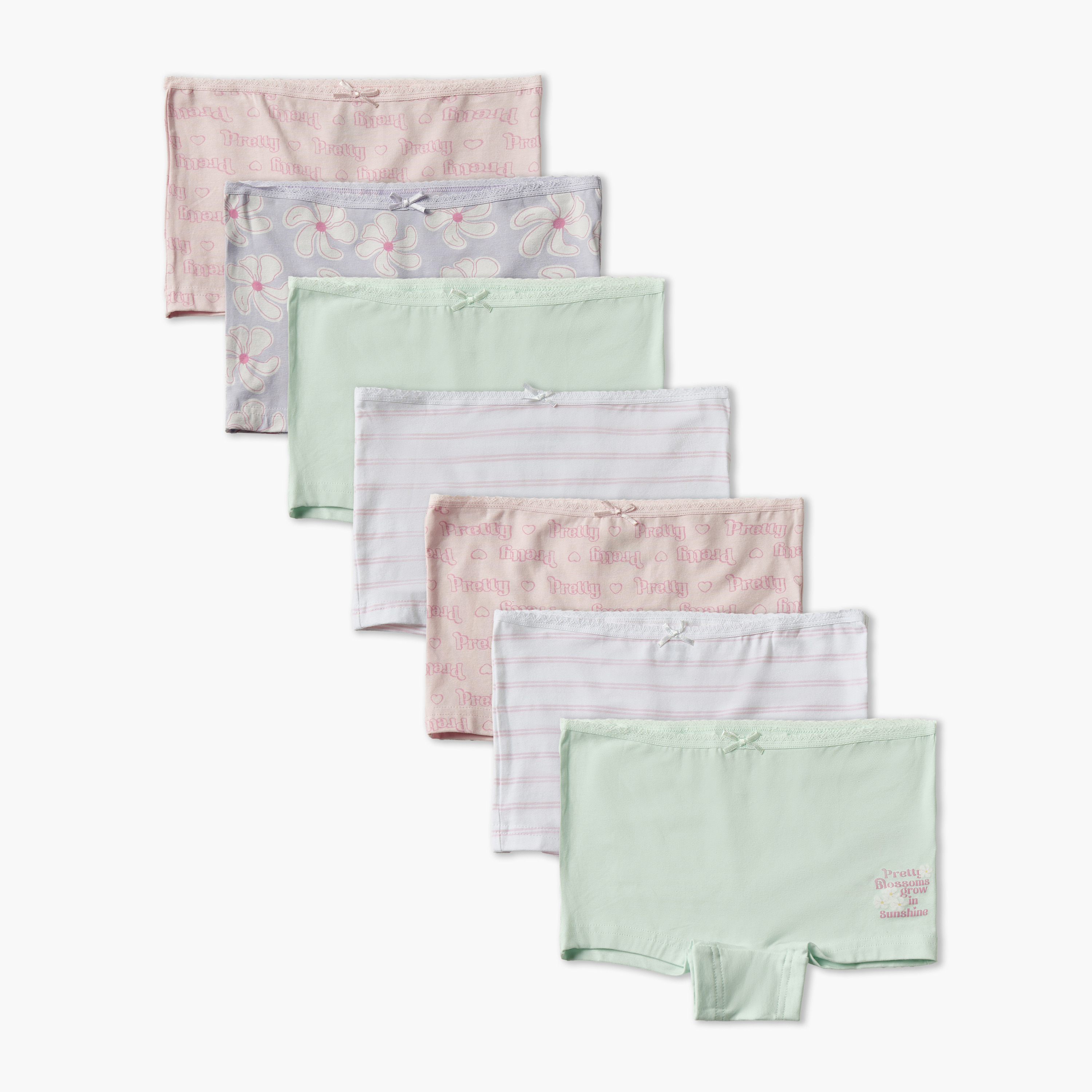 Pack of 7 Juniors Cotton Boyshort Briefs with Assorted Prints-girls-clothing-innerwear-panties-image-1