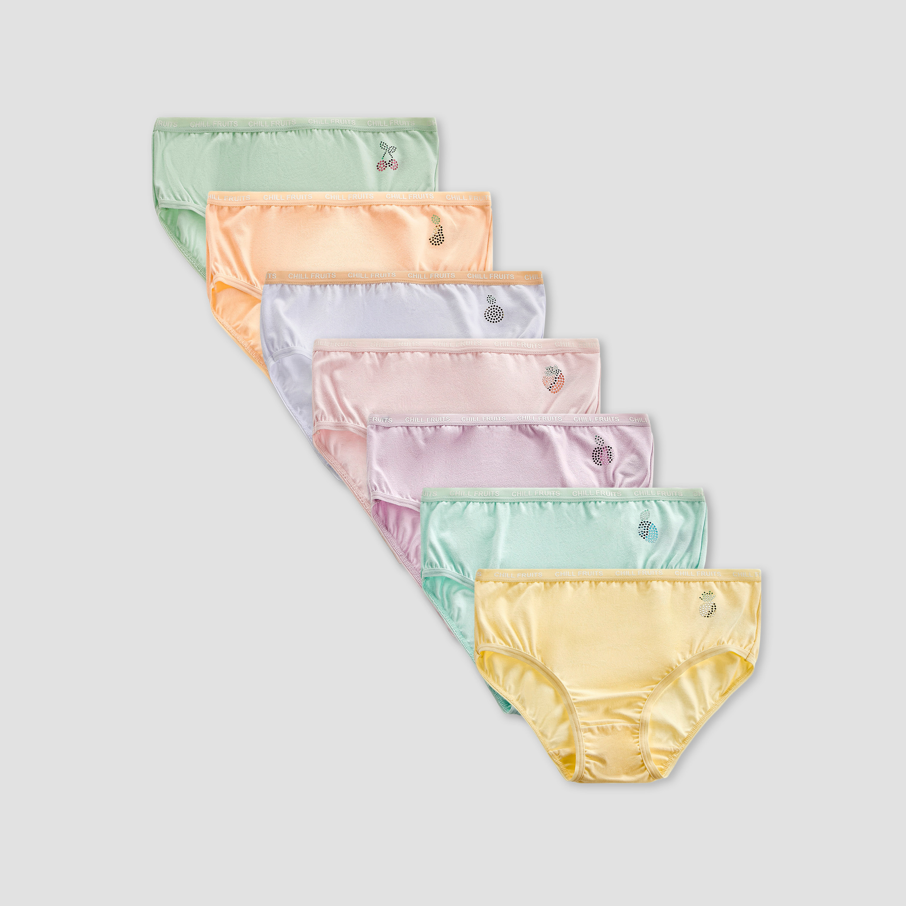 Pack of 7 Juniors Cotton Briefs with Embellished Fruit-girls-clothing-innerwear-panties-image-1