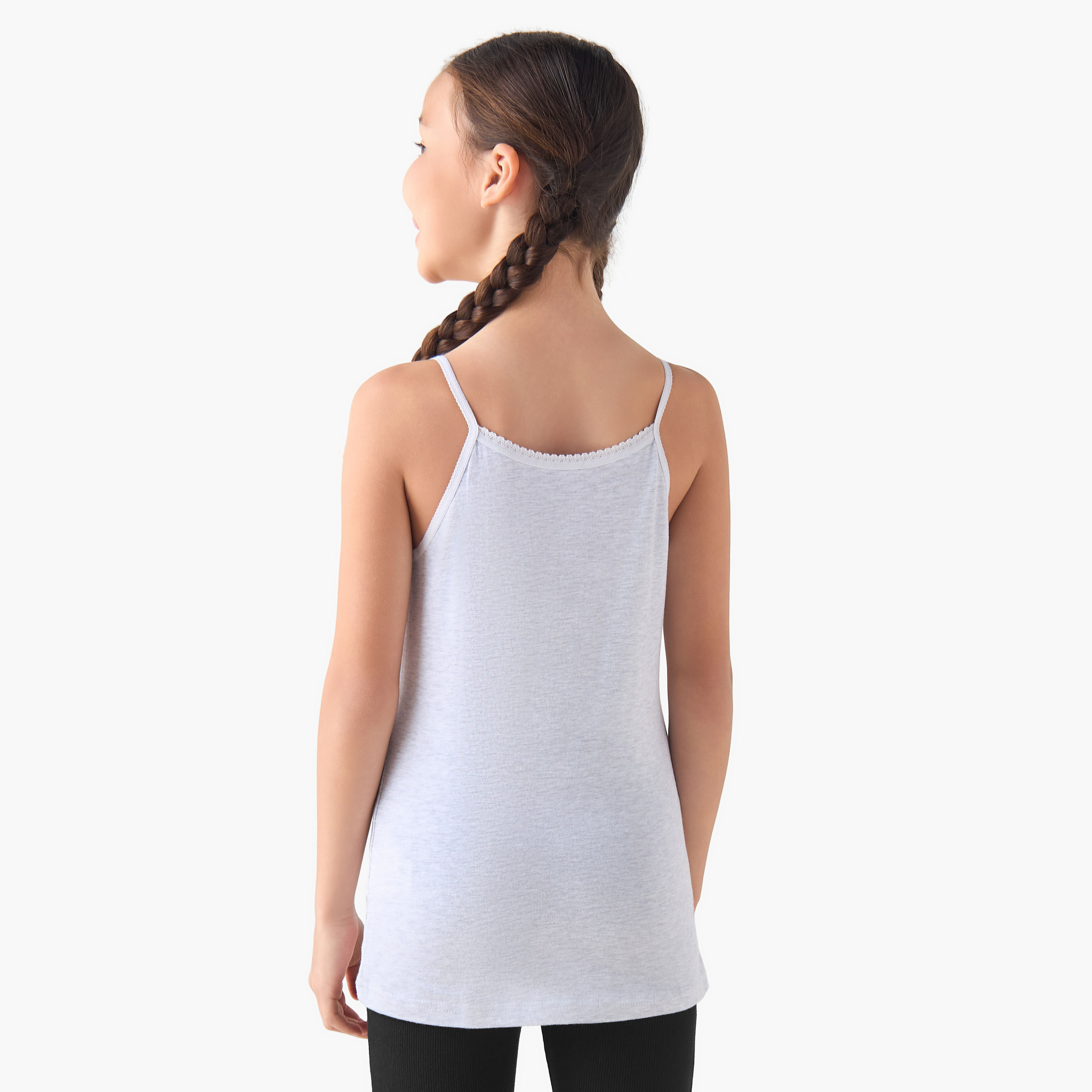 Pack of 3 Juniors Cotton Round Neck Camisole with Print and Bow Detail-girls-clothing-innerwear-vests-image-5