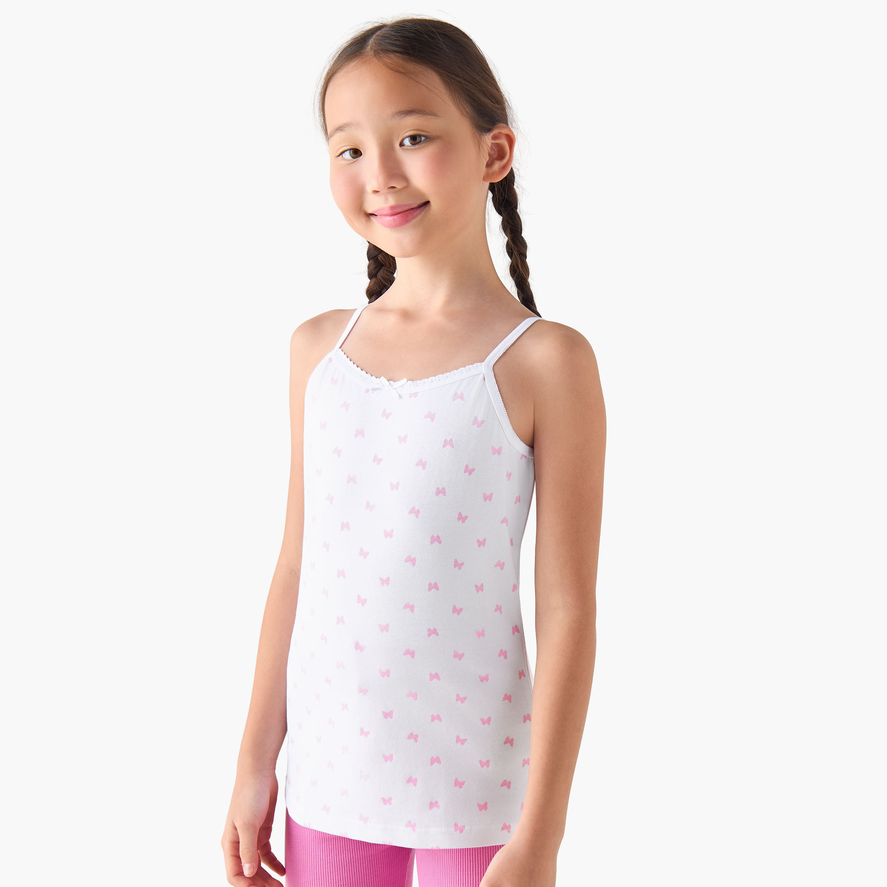Pack of 3 Juniors Cotton Square Neck Vest with Assorted Print-girls-clothing-innerwear-vests-image-2