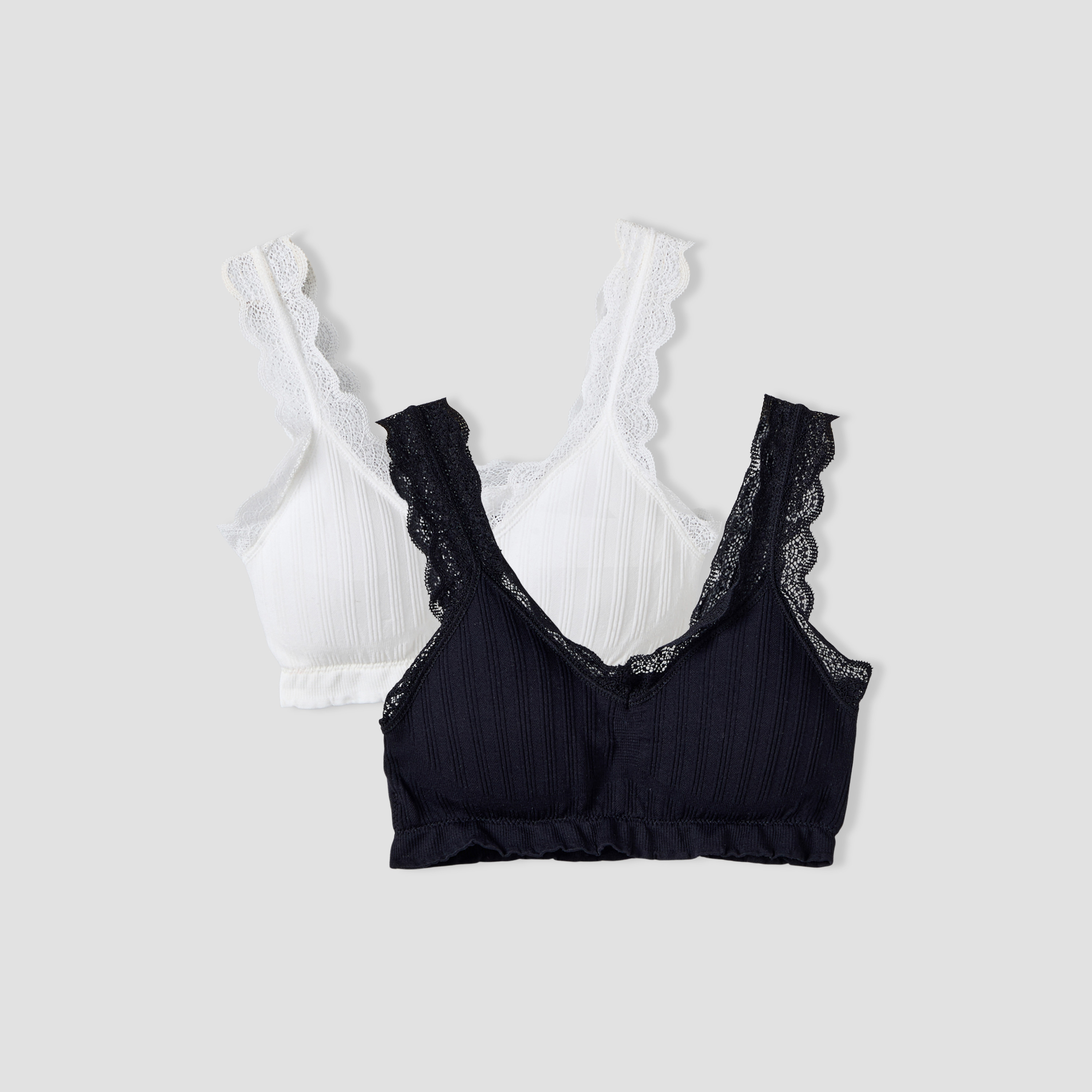 Pack of 2 Juniors Trainer Bra with Lace Trim-girls-clothing-innerwear-bras-image-1