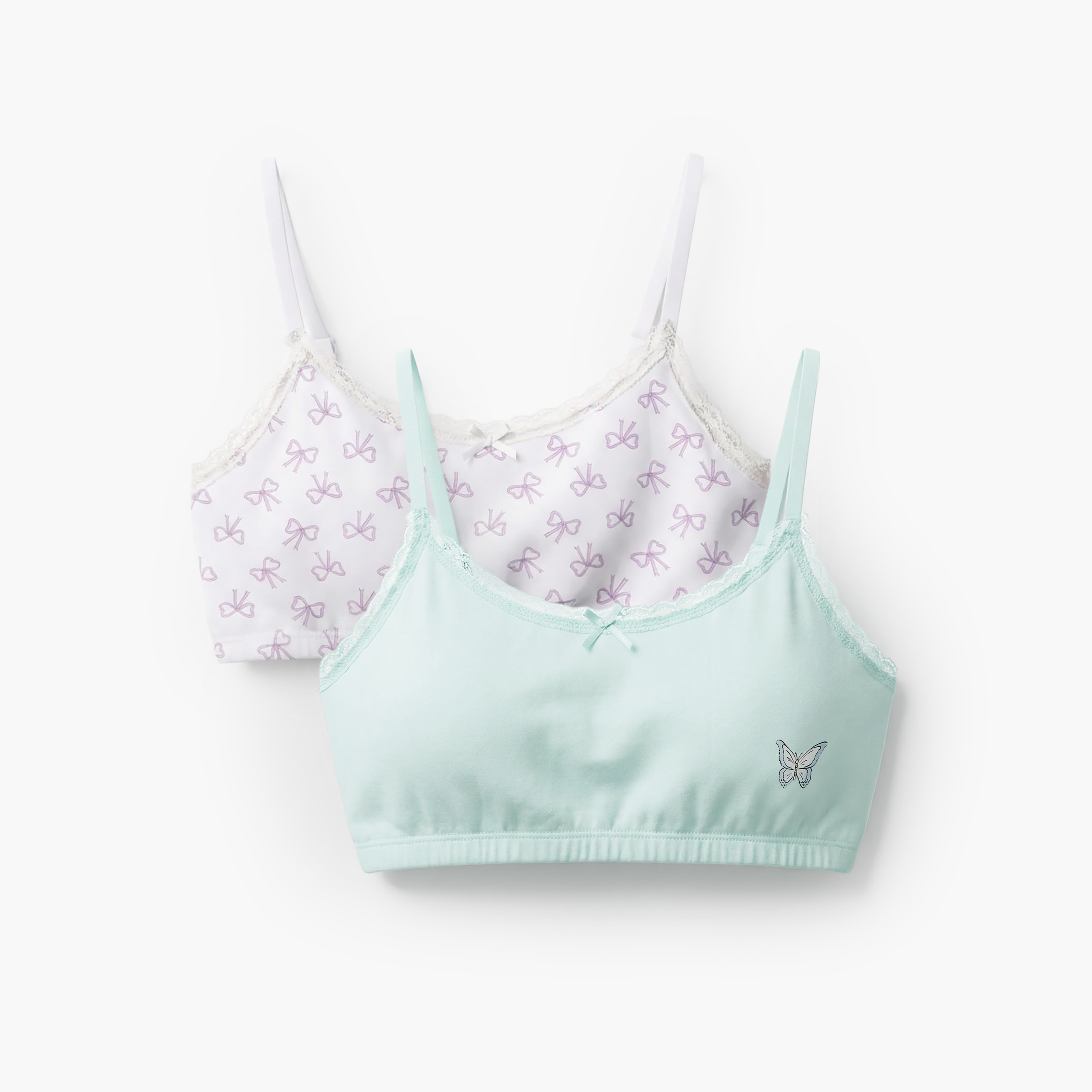 Pack of 2 Juniors Trainer Bra with Lace and Bow Trim-girls-clothing-innerwear-bras-image-1