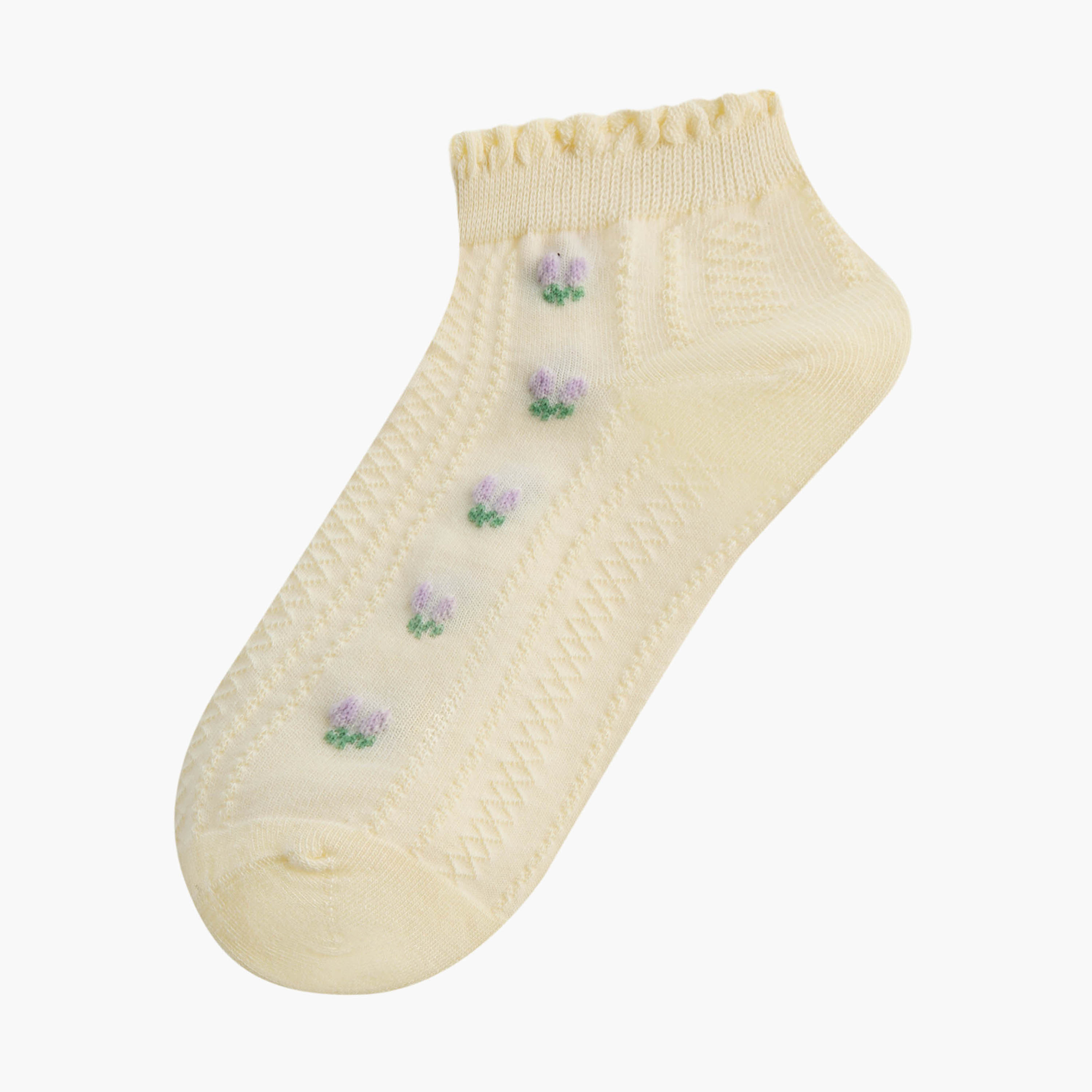 Pack of 2 Juniors Baby Girls Socks Ankle Length with Floral Texture-baby-girls-accessories-socks-image-2