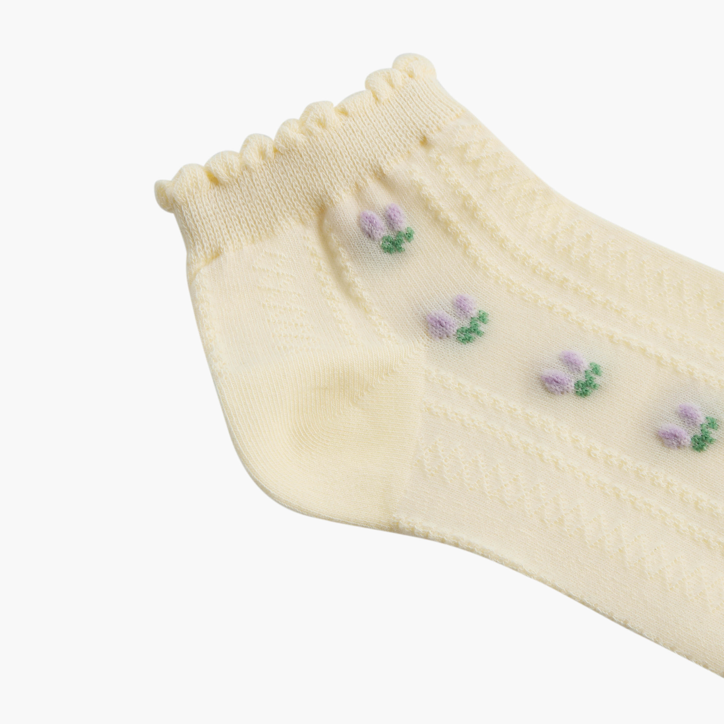 Pack of 2 Juniors Baby Girls Socks Ankle Length with Floral Texture-baby-girls-accessories-socks-image-5