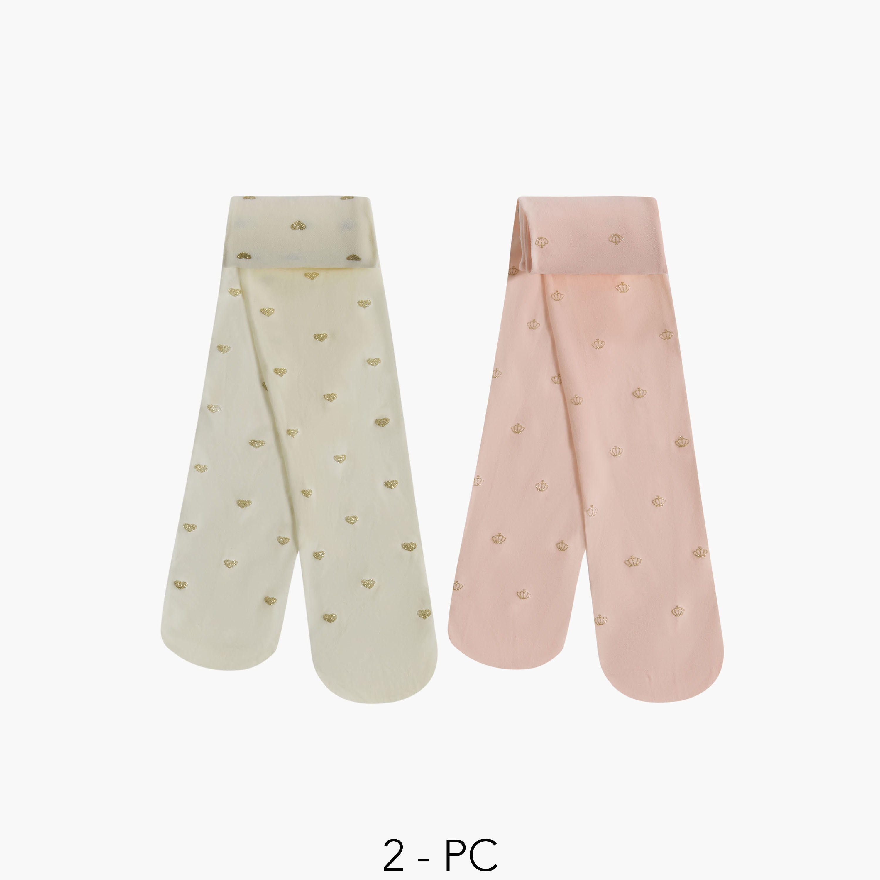 Pack of 2 Juniors Girls Tights with Embellishment-girls-accessories-socks-image-1