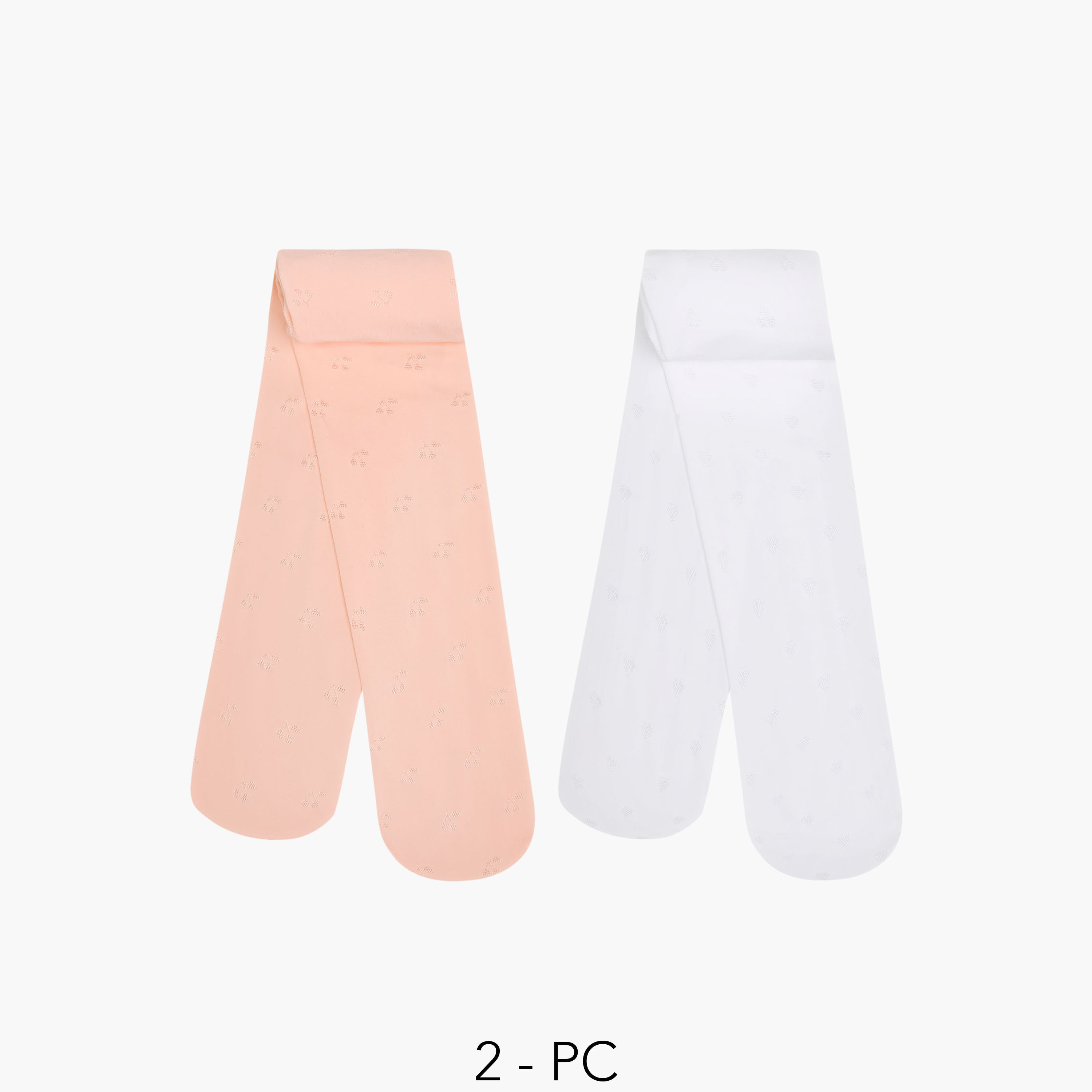 Pack of 2 Juniors Tights with Textured Design-girls-accessories-socks-image-1