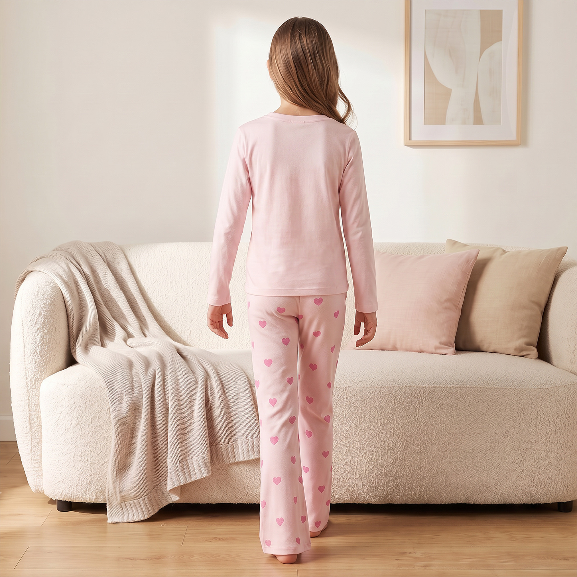 طقم بيجاما قطن بياقة مستديرة وأكمام طويلة وطبعات فتيات القوة من سانريو-girls-clothing-nightwear-image-4