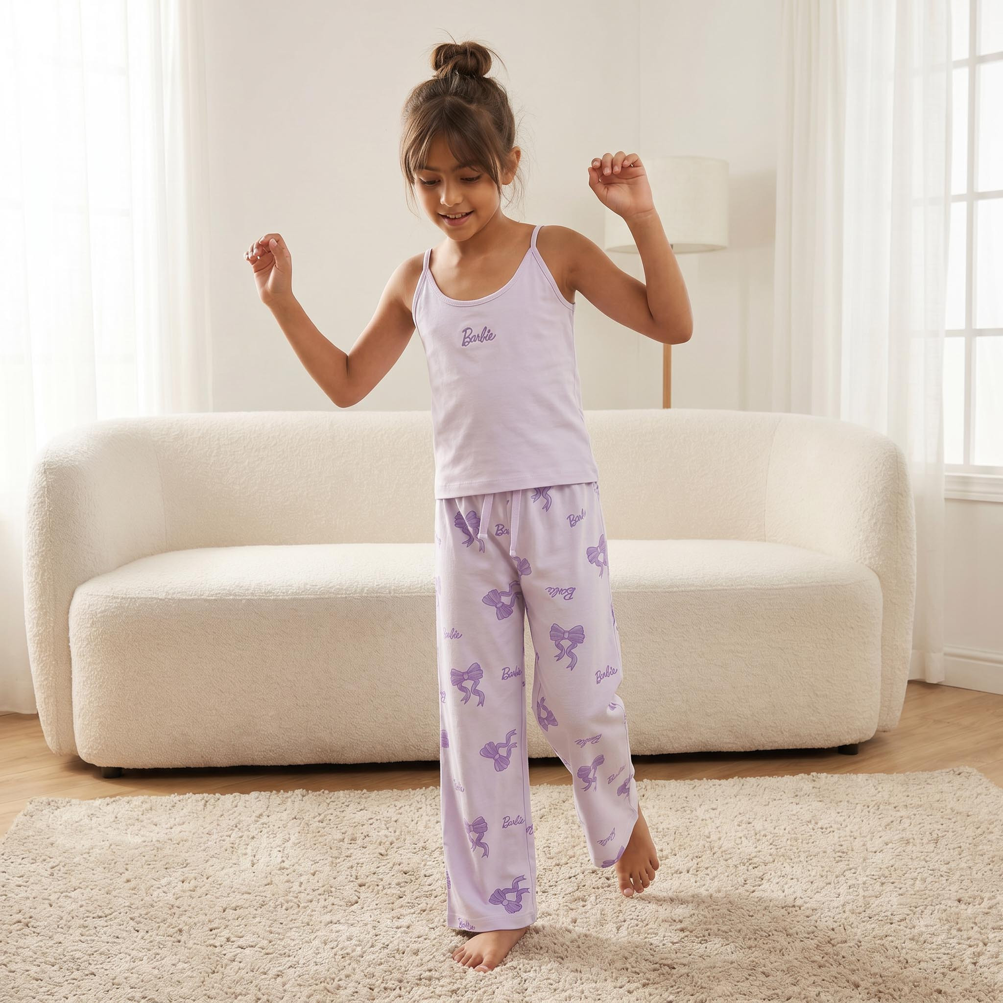 طقم 2 بيجاما قطن بياقة مستديرة وطبعات باربي-girls-clothing-nightwear-image-2