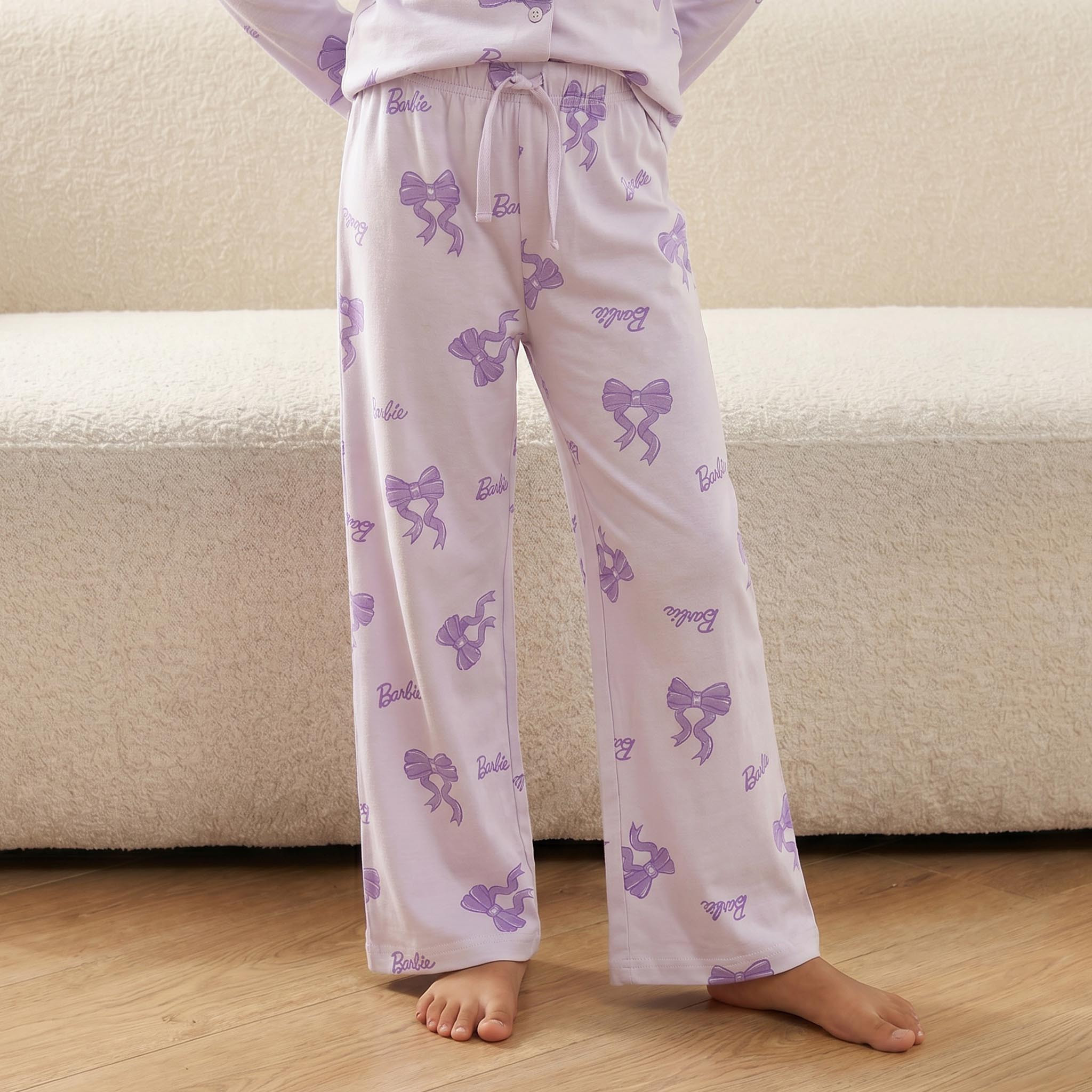 طقم 2 بيجاما قطن بياقة مستديرة وطبعات باربي-girls-clothing-nightwear-image-5