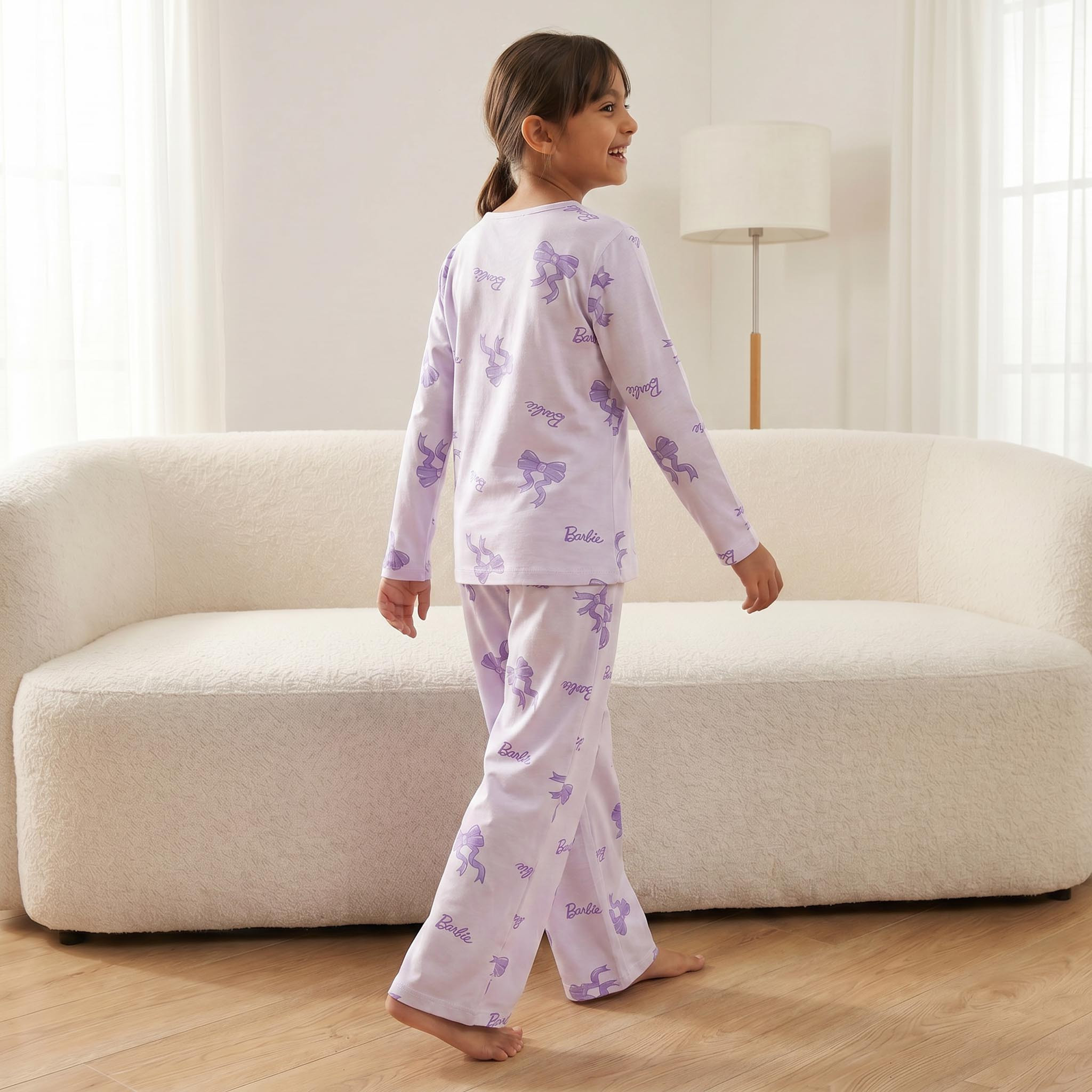 طقم 2 بيجاما قطن بياقة مستديرة وطبعات باربي-girls-clothing-nightwear-image-6