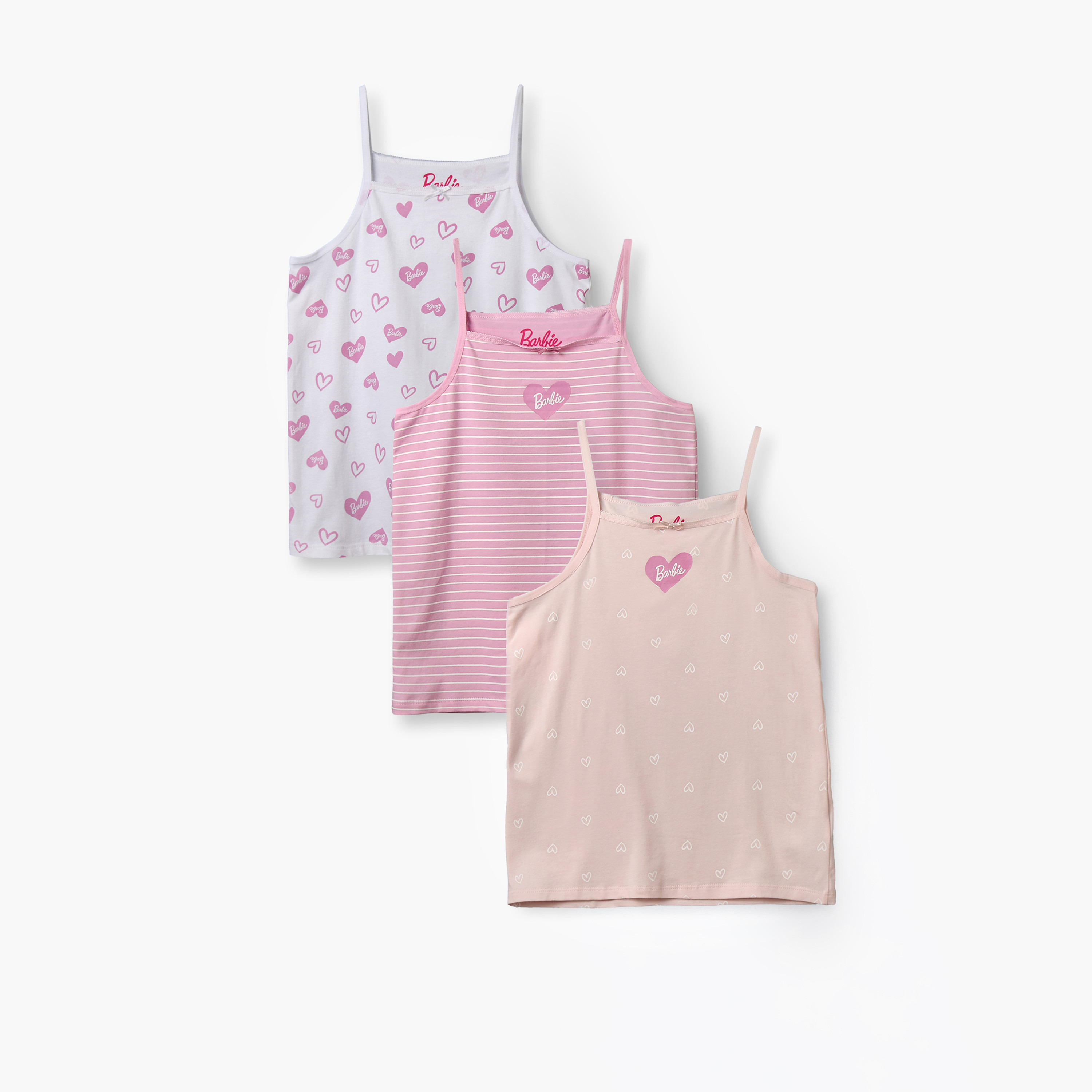 Pack of 3 Cotton Vests with Barbie Print-girls-clothing-innerwear-vests-image-1