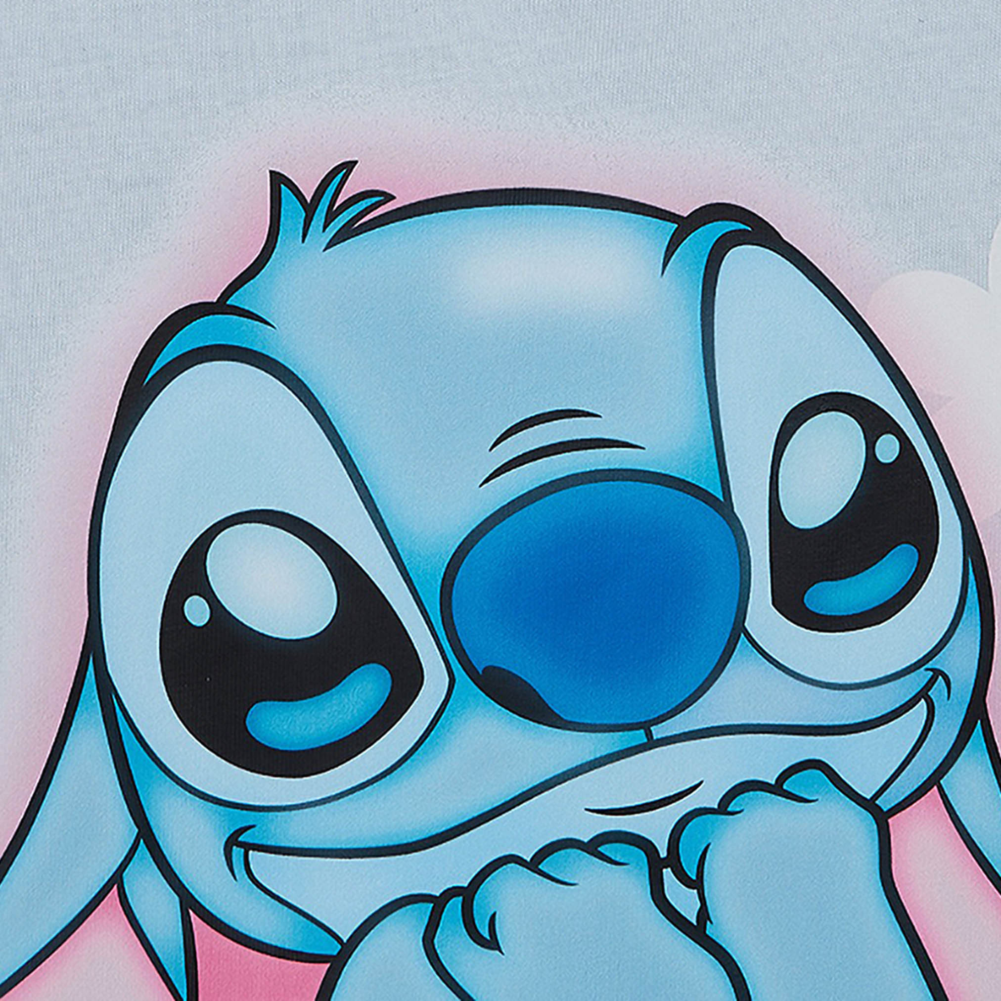 Disney Cotton Round Neck Short Sleeves Pyjama Set with Stitch Print-girls-clothing-nightwear-image-5