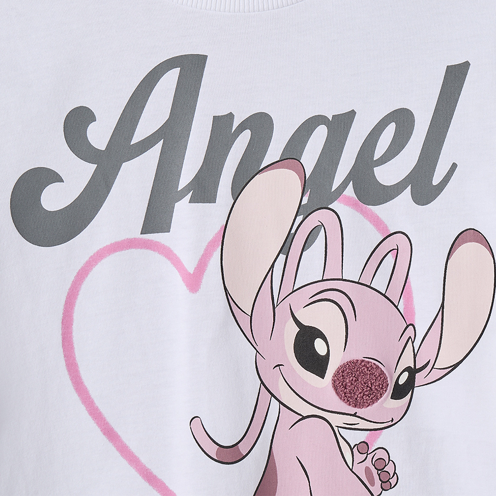 Disney Cotton Crew Neck Long Sleeves Pyjama Set with Angel Print-girls-clothing-nightwear-image-5