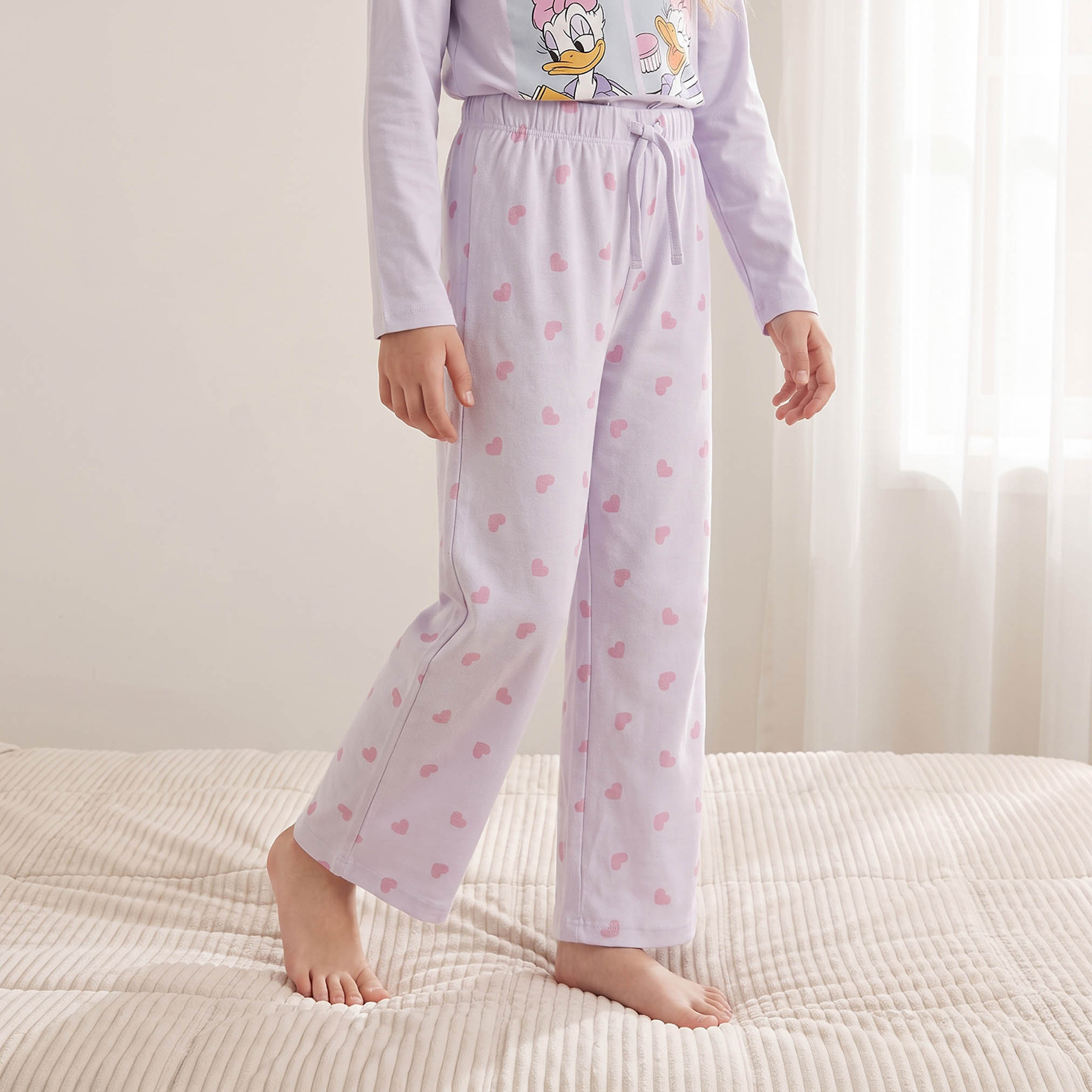 طقم بيجاما قطن بياقة ضيقة وأكمام طويلة وطبعات ديزي داك من ديزني-girls-clothing-nightwear-image-3