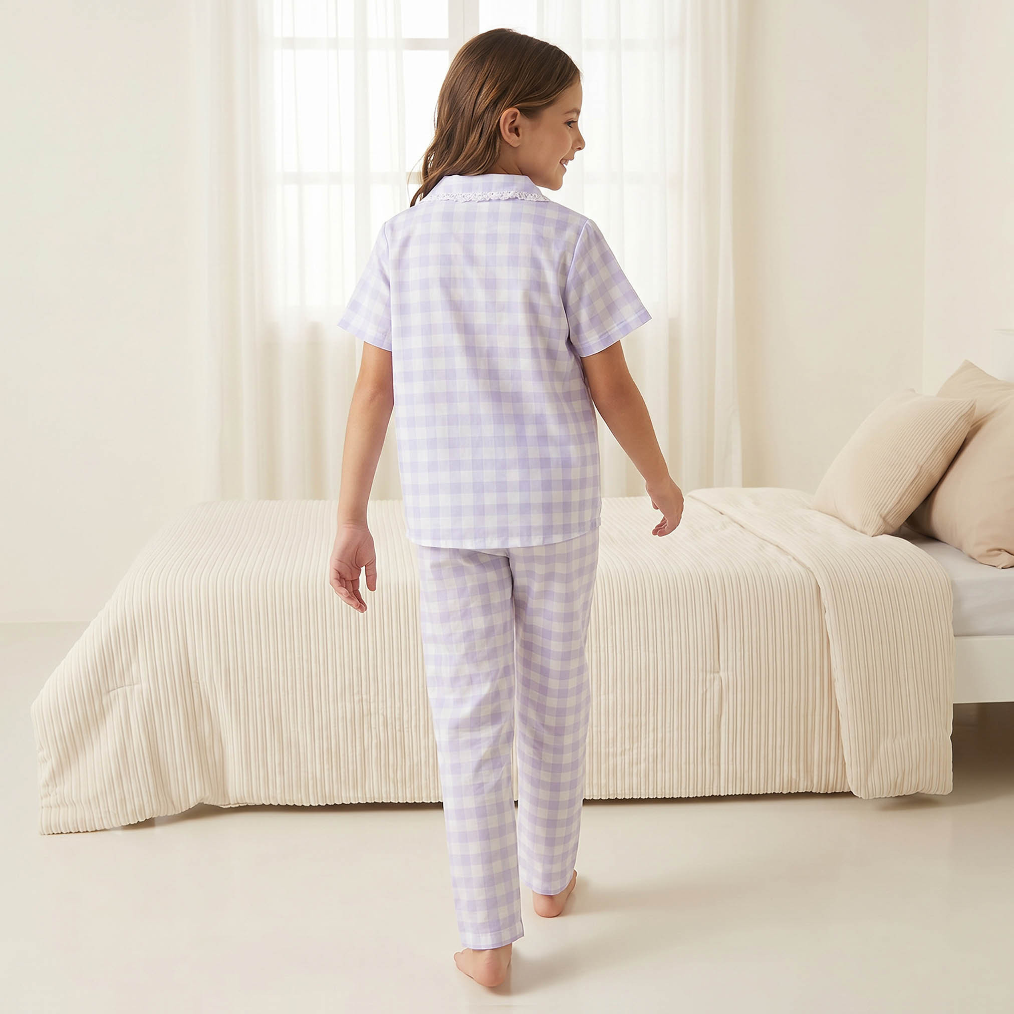 Disney Cotton Collared Short Sleeves Pyjama Set with Daisy Duck Print-girls-clothing-nightwear-image-3