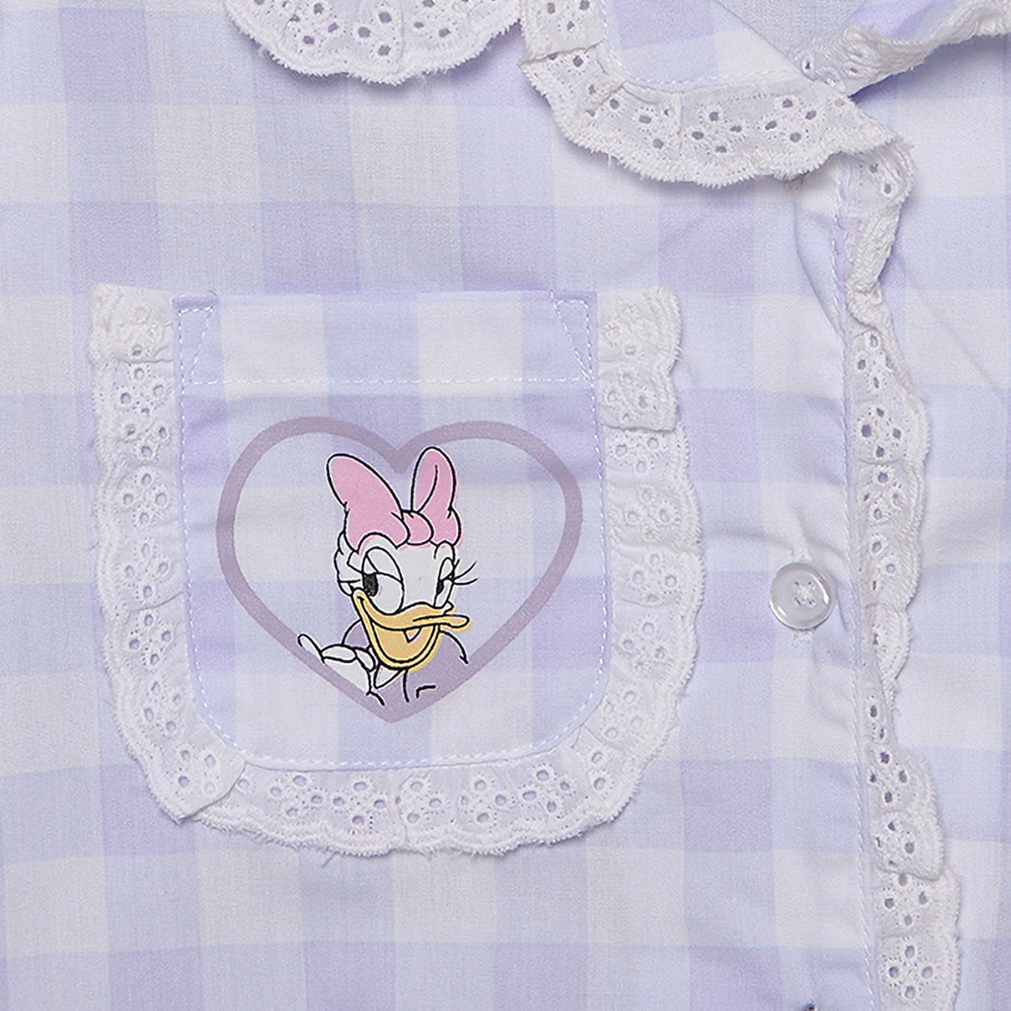 Disney Cotton Collared Short Sleeves Pyjama Set with Daisy Duck Print-girls-clothing-nightwear-image-5