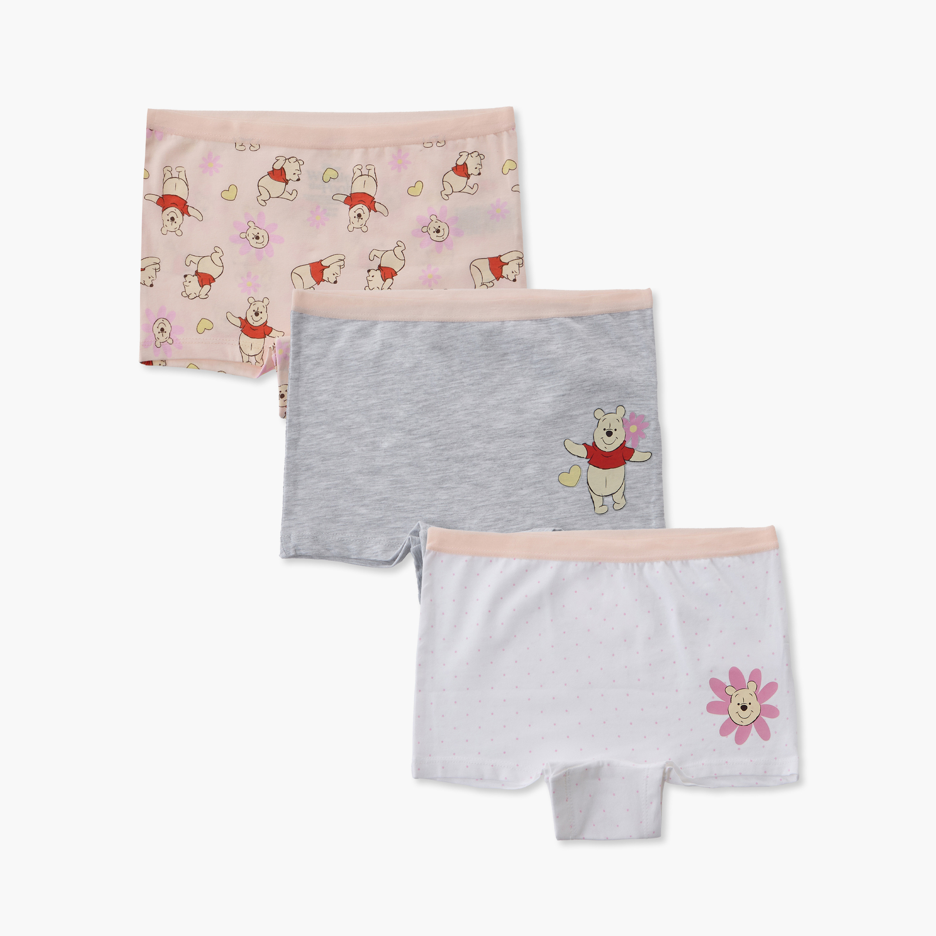 Pack of 3 Disney Cotton Boyshort Briefs with Winnie the Pooh Print-girls-clothing-innerwear-panties-image-1