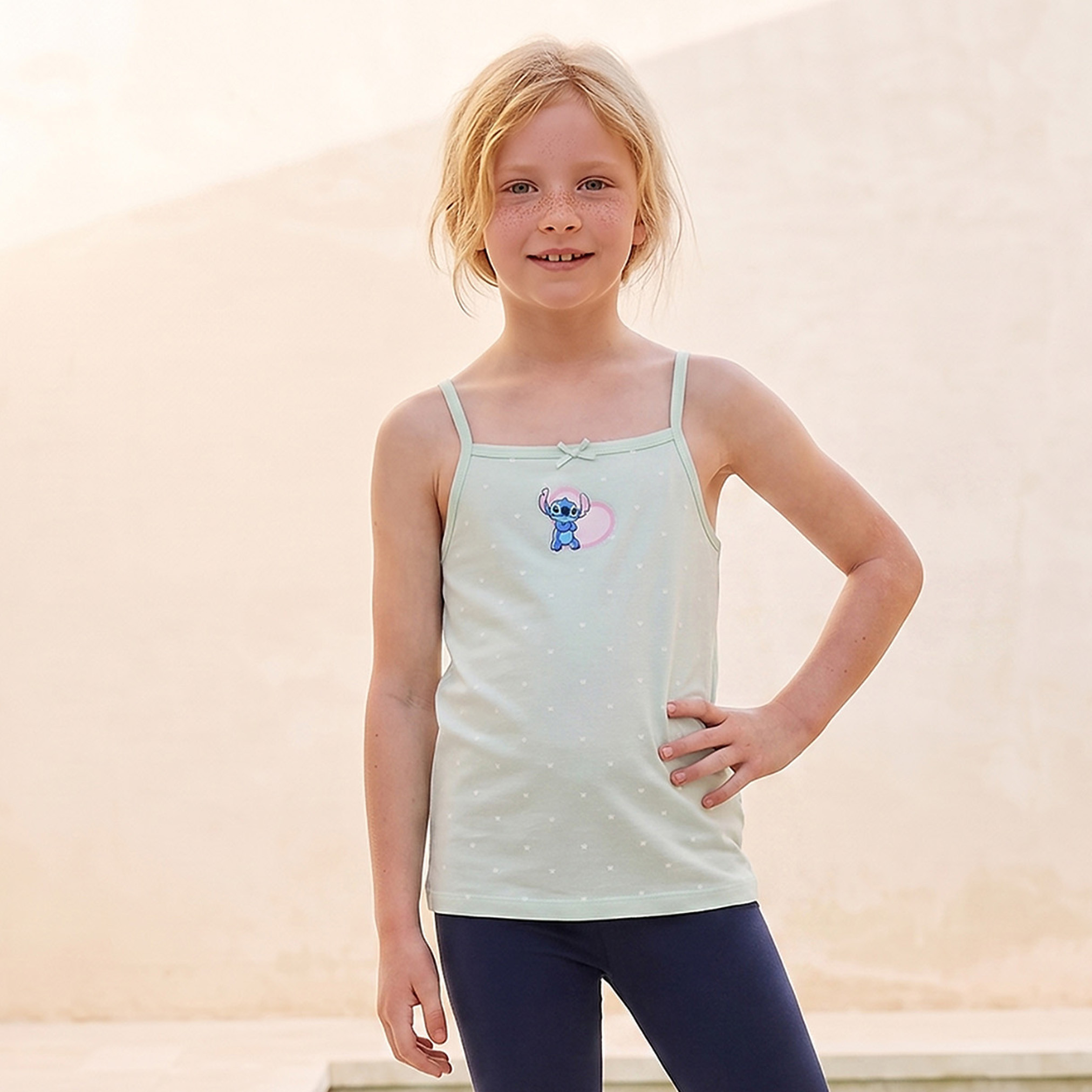 طقم فيستات قطن برقبة مربعة وبطبعة ستيتش وأنجل 3 قطع من ديزني-girls-clothing-innerwear-vests-image-2