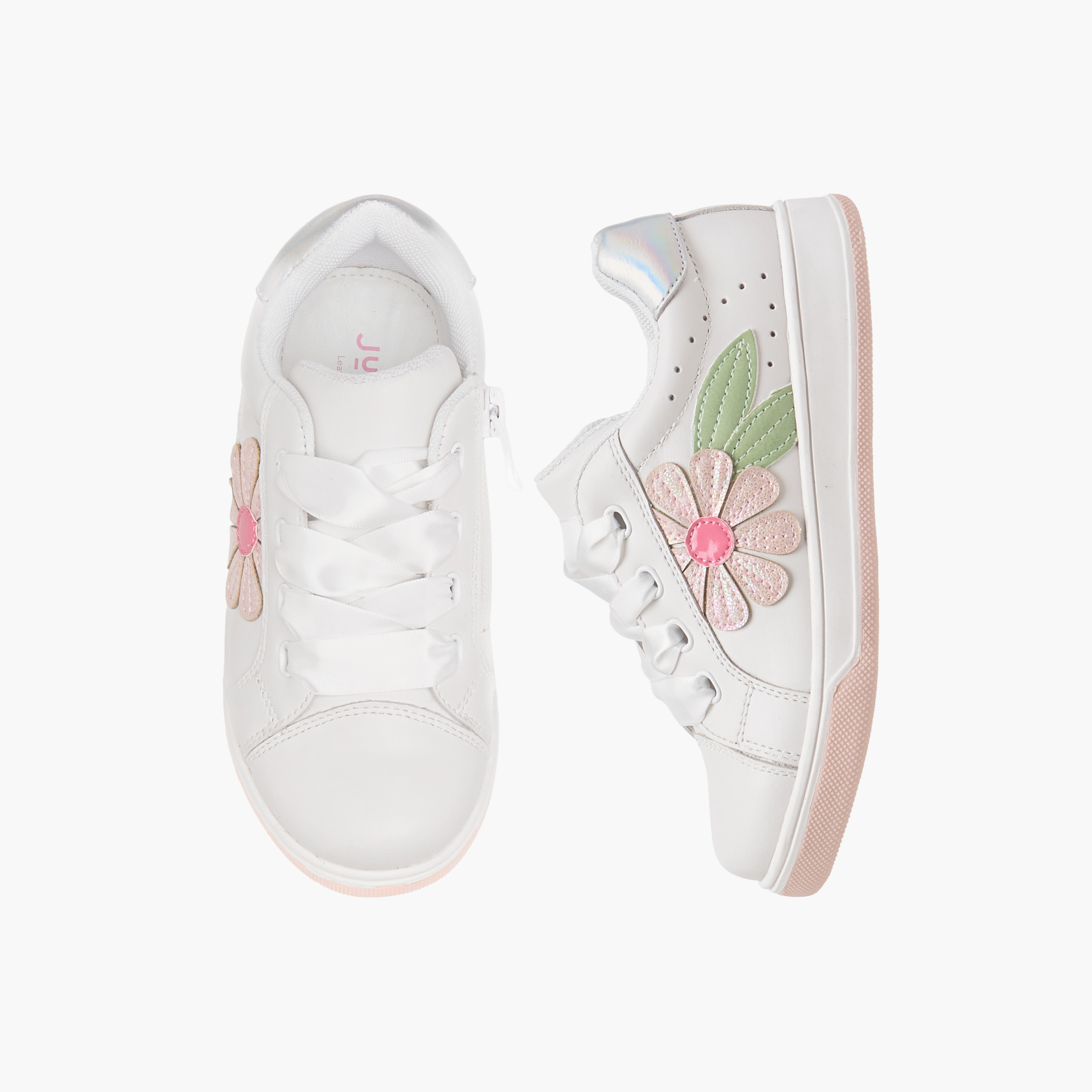 Juniors Floral Applique Lace-Up Sneakers-girls-shoes-sneakers-image-1