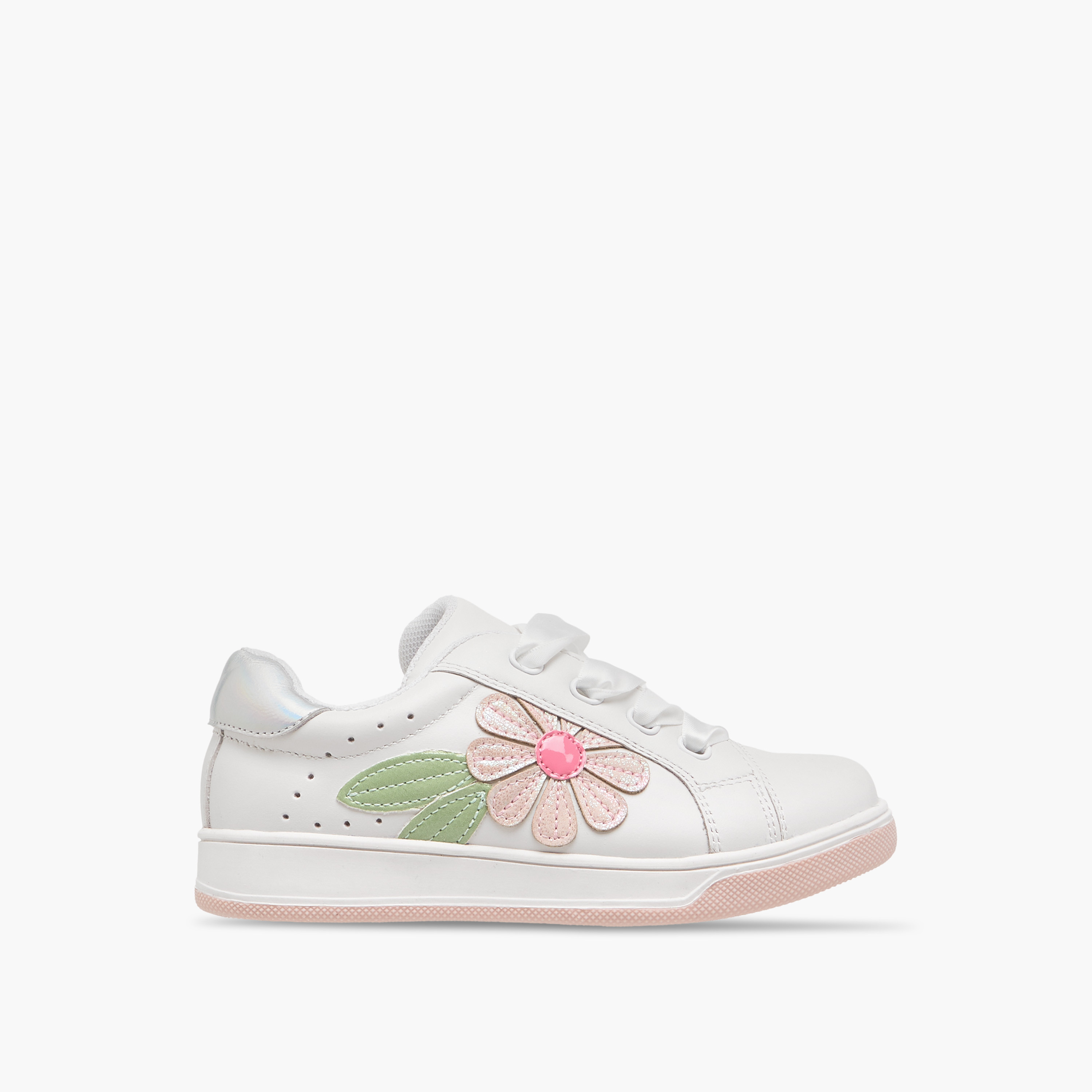Juniors Floral Applique Lace-Up Sneakers-girls-shoes-sneakers-image-3