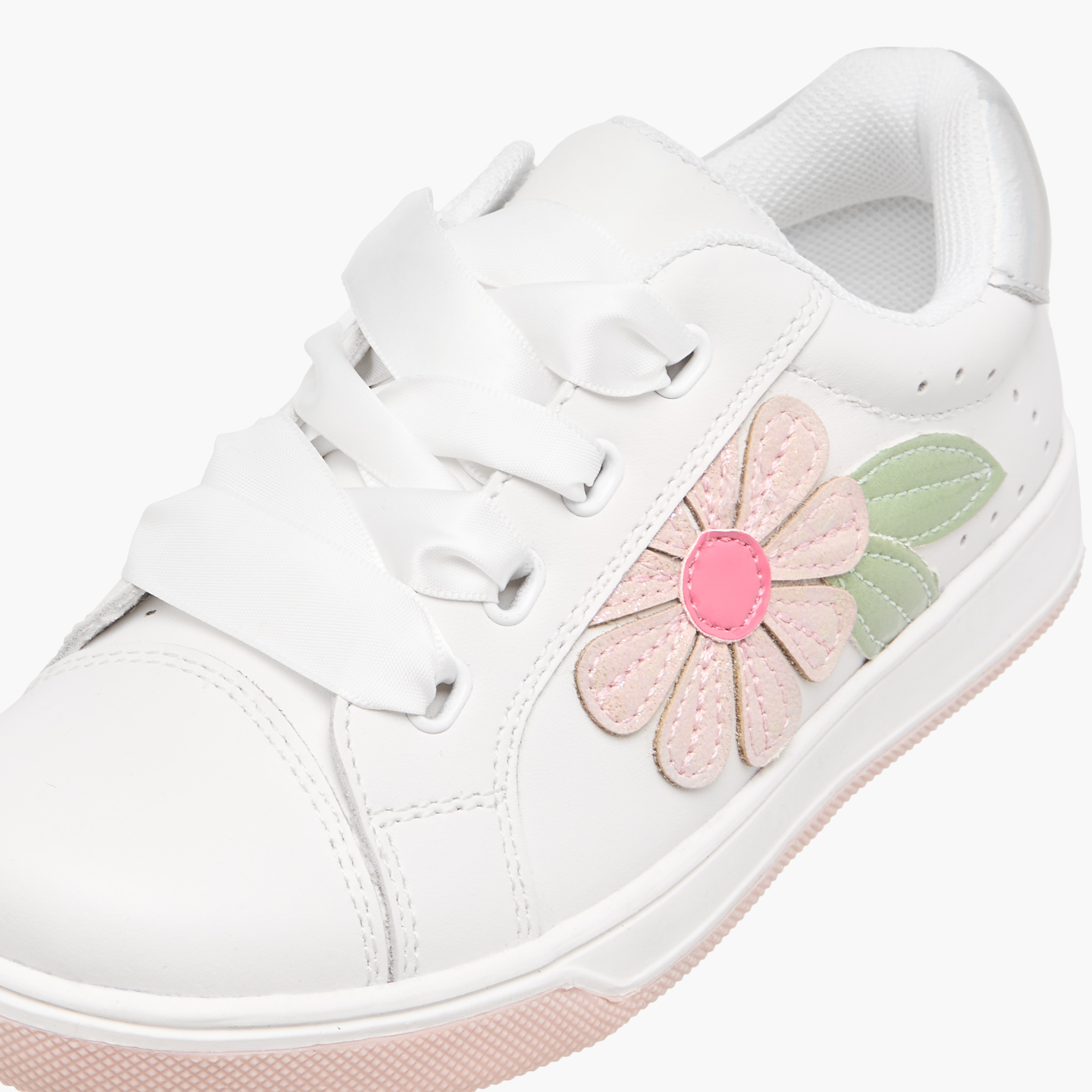 Juniors Floral Applique Lace-Up Sneakers-girls-shoes-sneakers-image-4