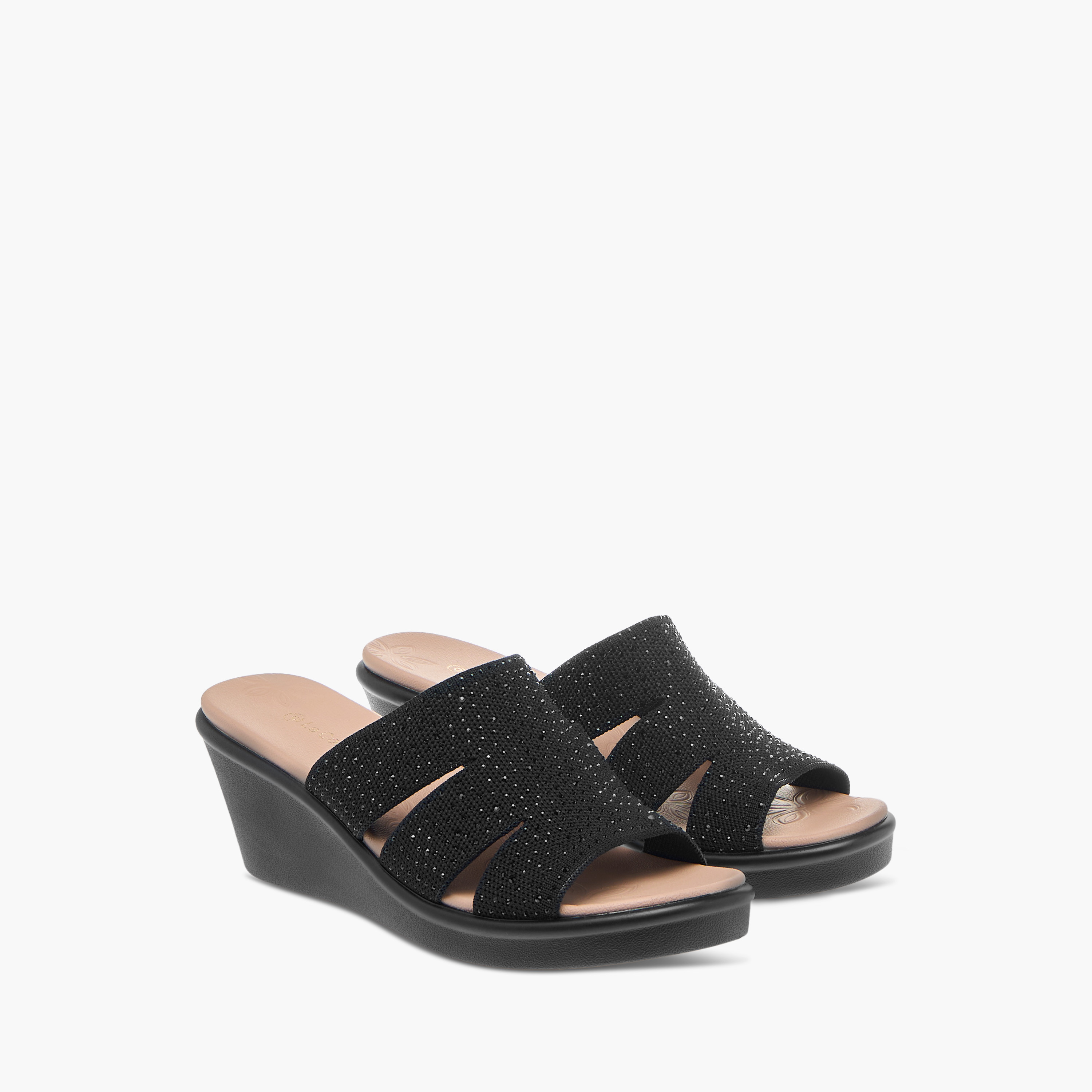 Le Confort Embellished Slip-On Comfort Sandals with Wedge Heels-women-shoes-sandals-heeled-image-1