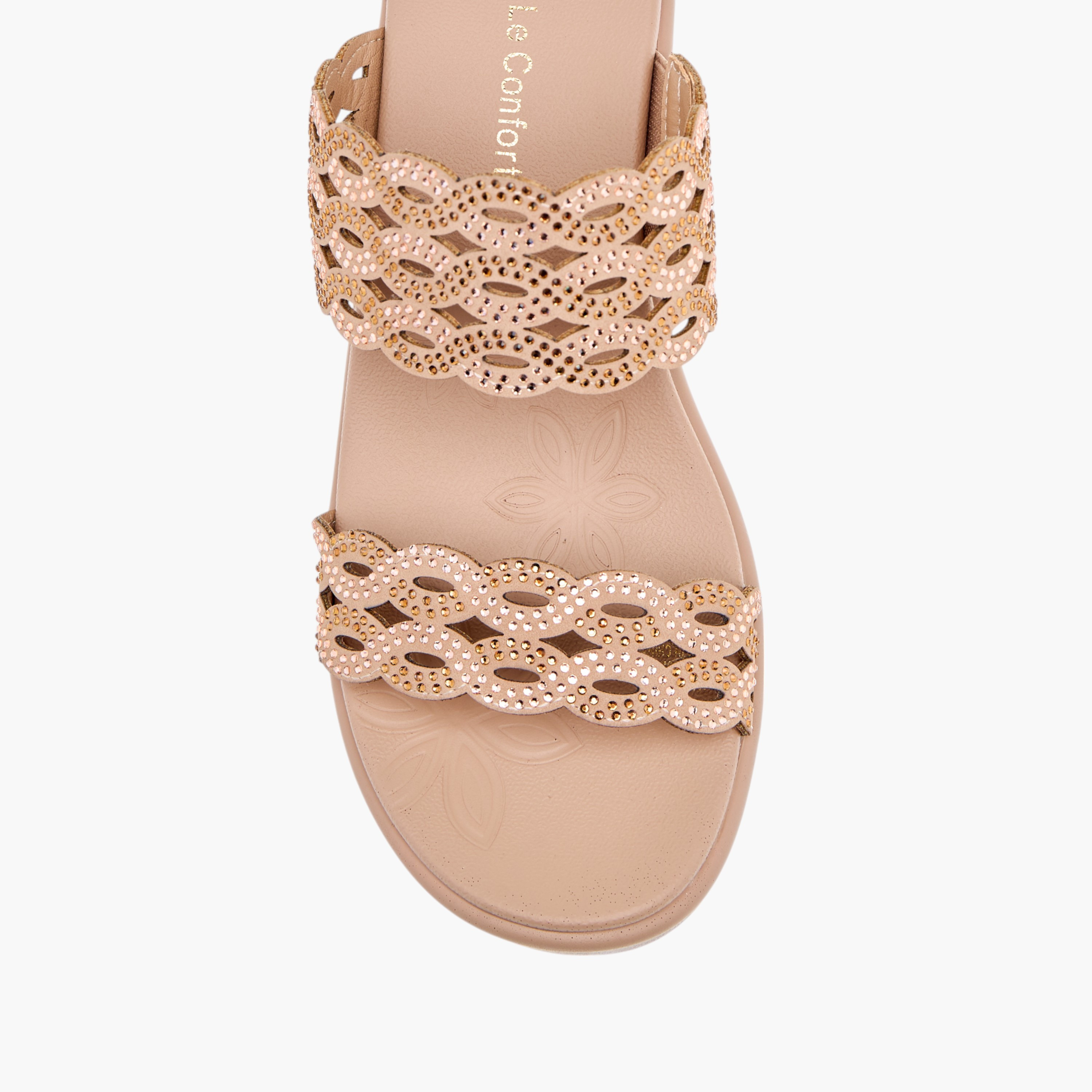 Le Confort Embellished Laser Cut Detail Comfort Sandals with Wedge Heels-women-shoes-sandals-heeled-image-4