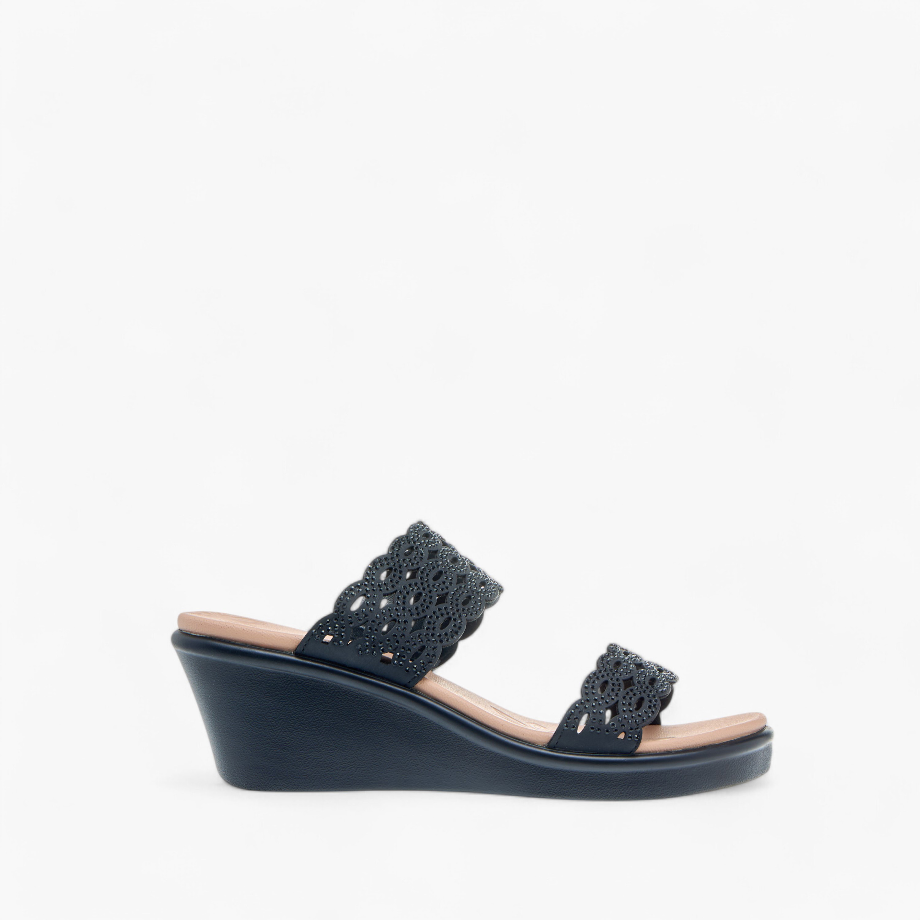 Le Confort Embellished Laser Cut Detail Comfort Sandals with Wedge Heels-women-shoes-sandals-heeled-image-3
