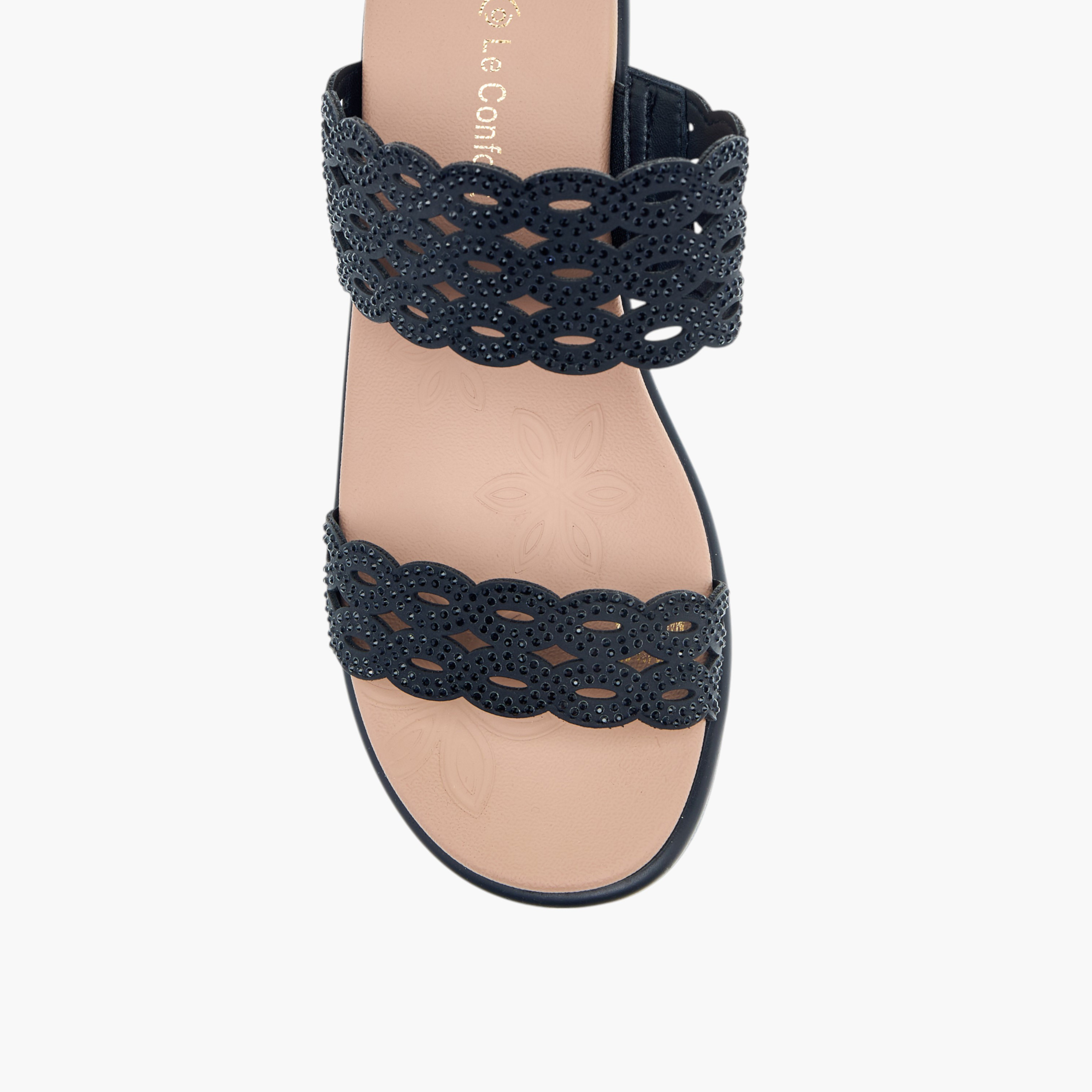 Le Confort Embellished Laser Cut Detail Comfort Sandals with Wedge Heels-women-shoes-sandals-heeled-image-4