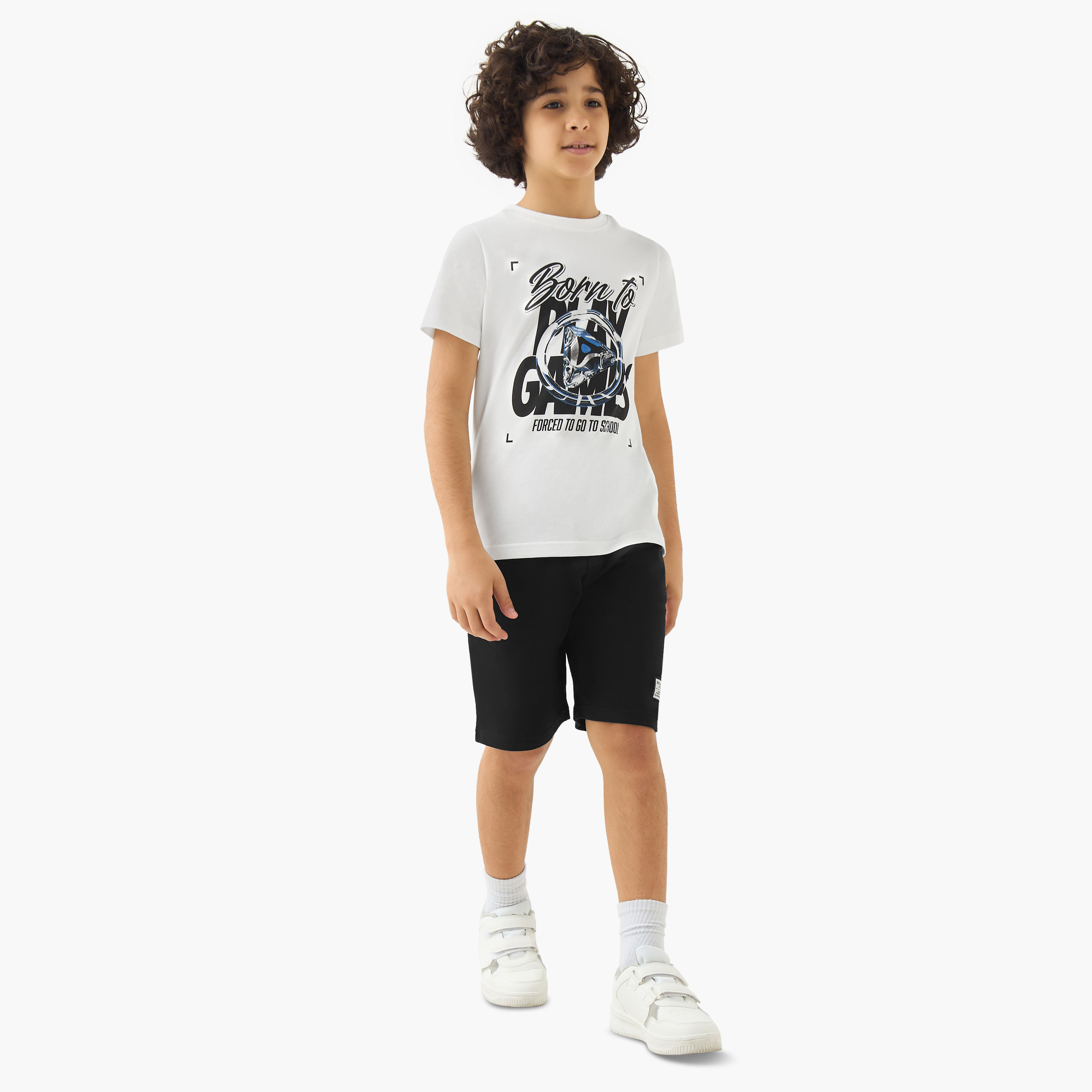 Juniors Crew Neck Short Sleeves T-shirt with Graphic Print-boys-clothing-tshirtsandpolos-image-2