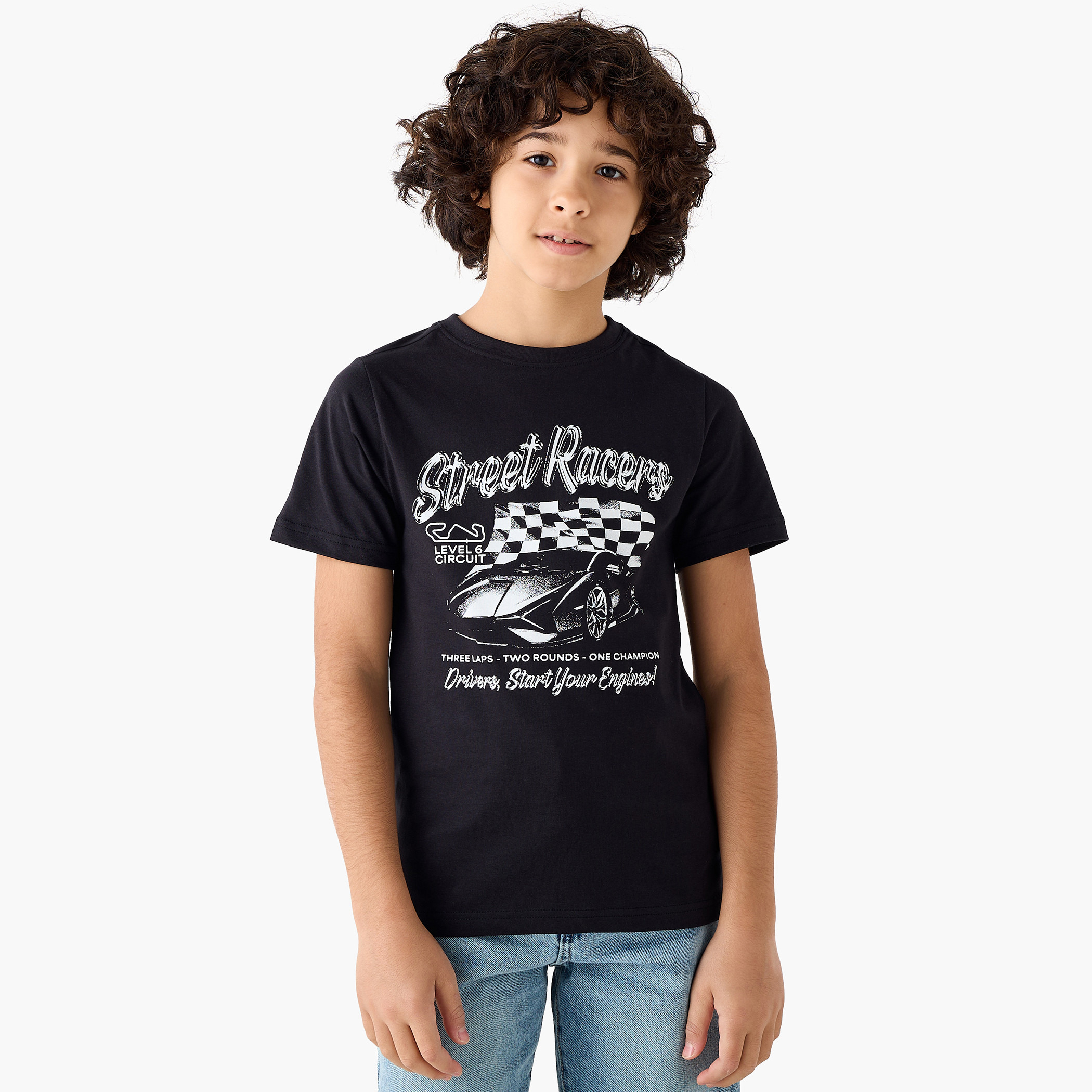 Juniors Crew Neck Short Sleeves T-shirt with Graphic Print-promo_babyshop_Buy2for30_UAE280426-image-1