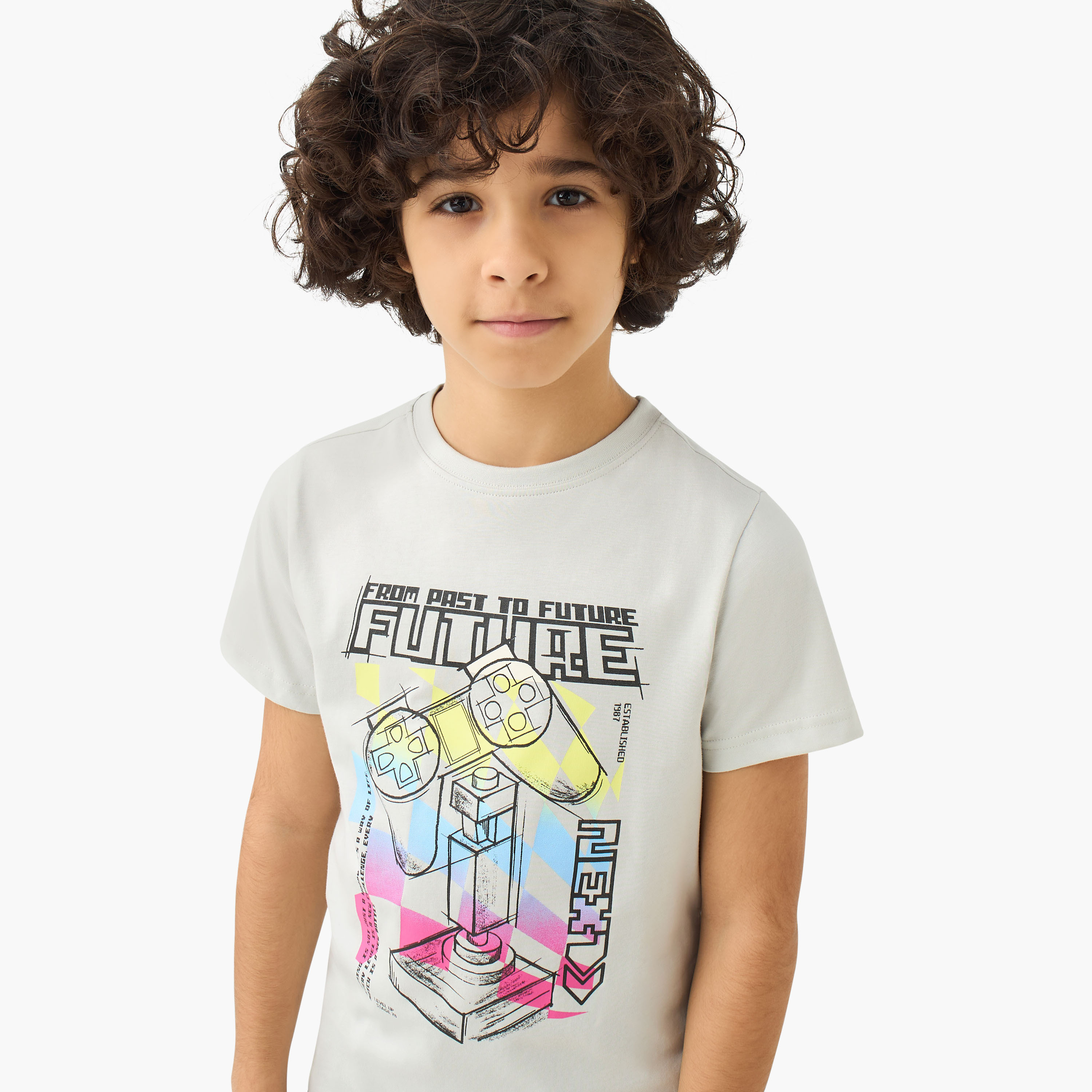 Juniors Crew Neck Short Sleeves T-shirt with Graphic Print-boys-clothing-tshirtsandpolos-image-4